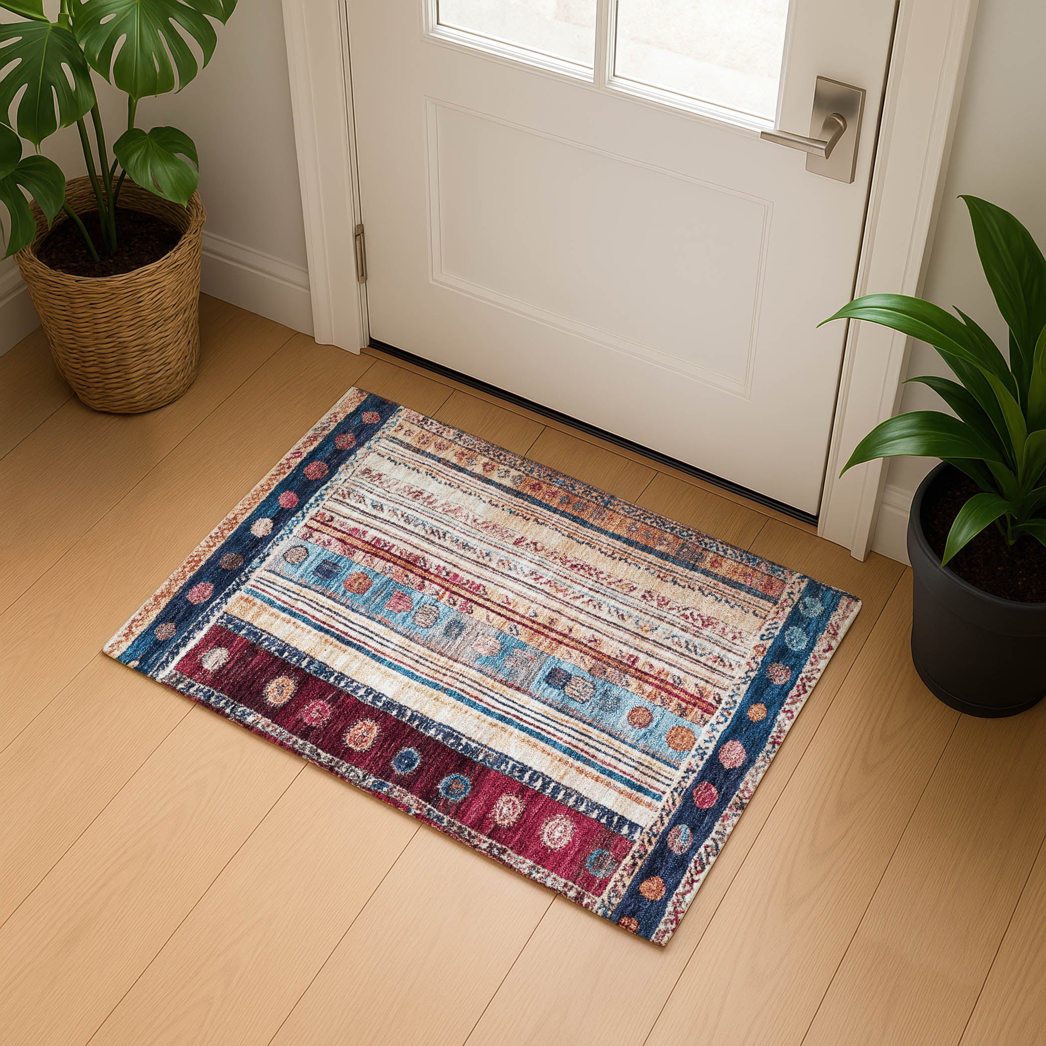 Baku Machine Washable Transitional Navy Blue Rug 1'8" x 2'6" #shape_Rectangle