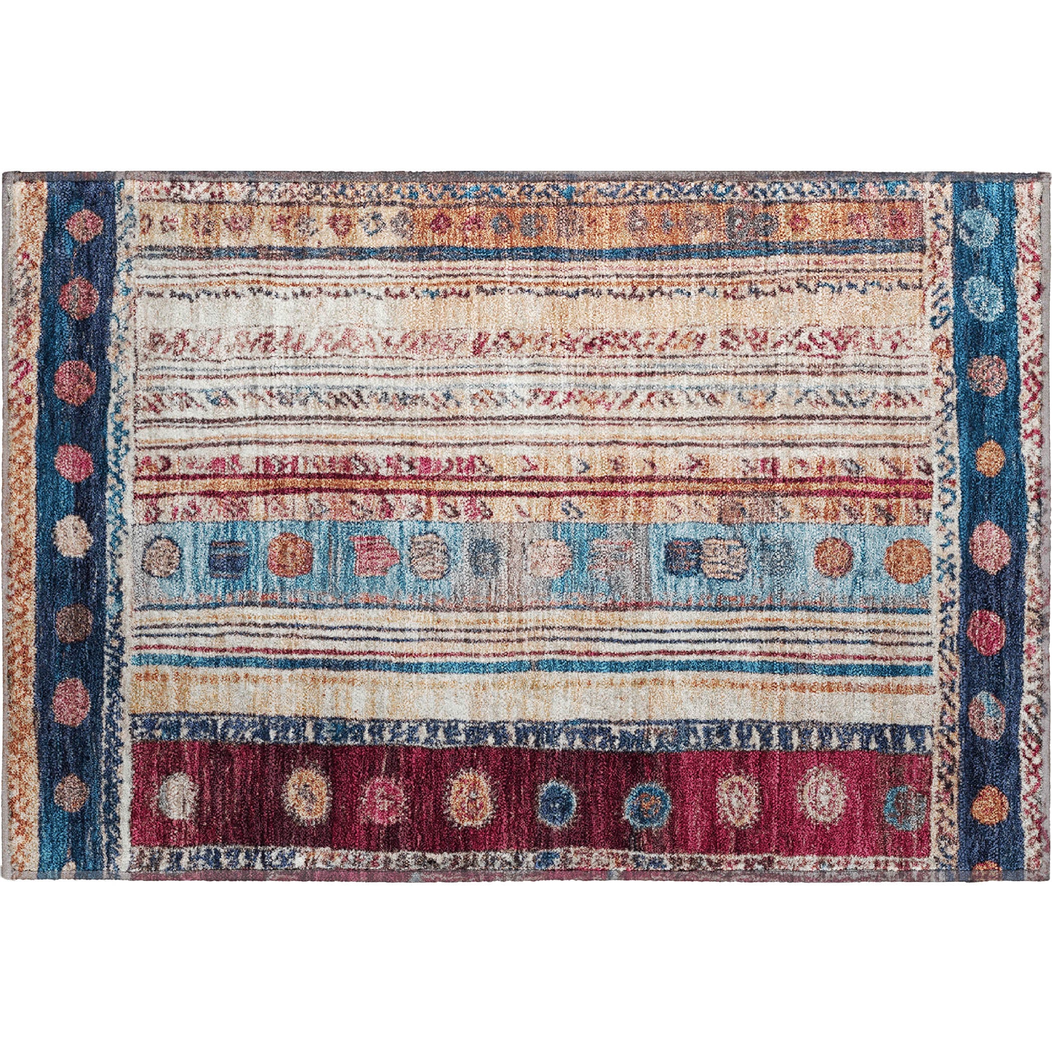 Baku Machine Washable Transitional Navy Blue Rug 1'8" x 2'6" #shape_Rectangle