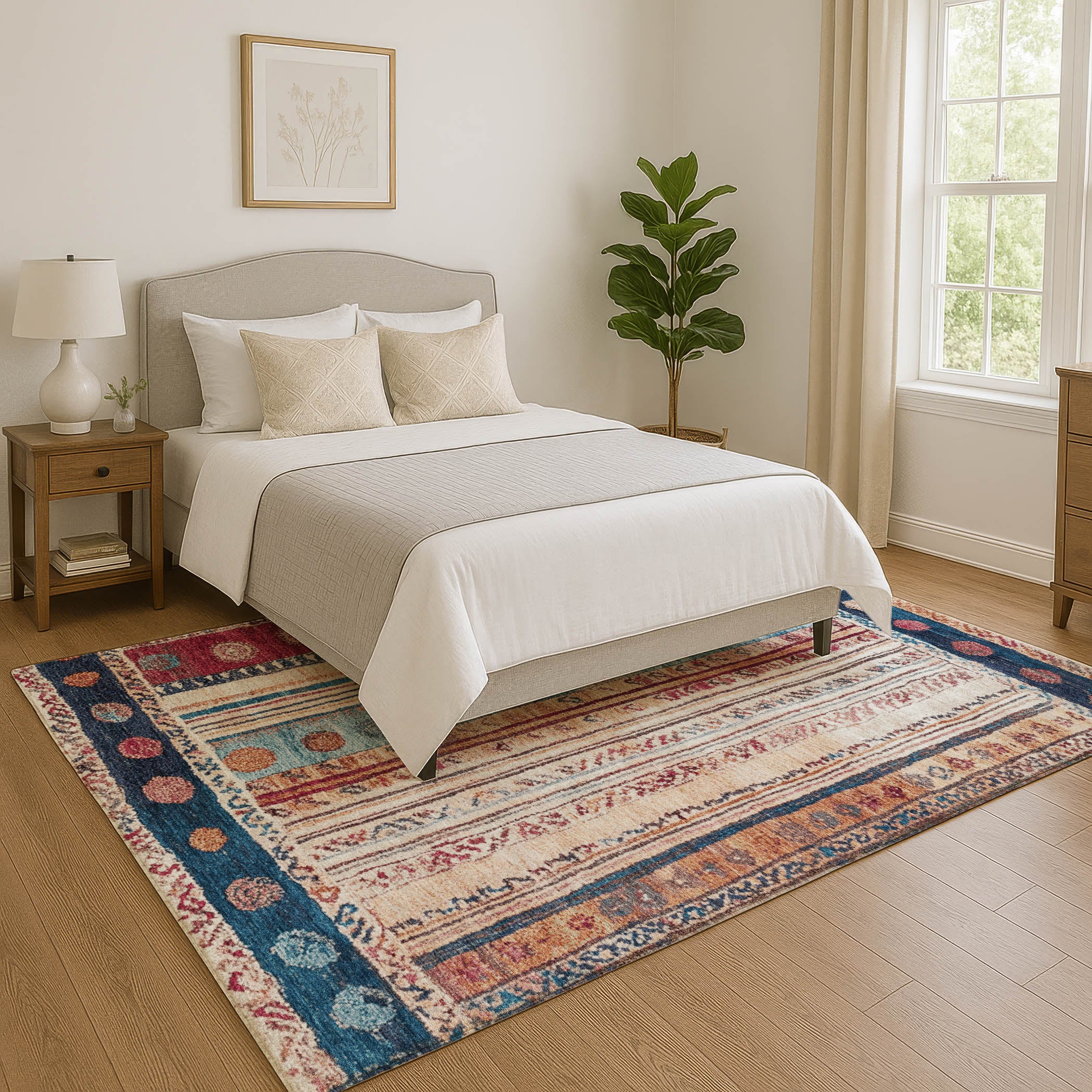 Baku Machine Washable Transitional Navy Blue Rug 2'6" x 3'10" #shape_Rectangle