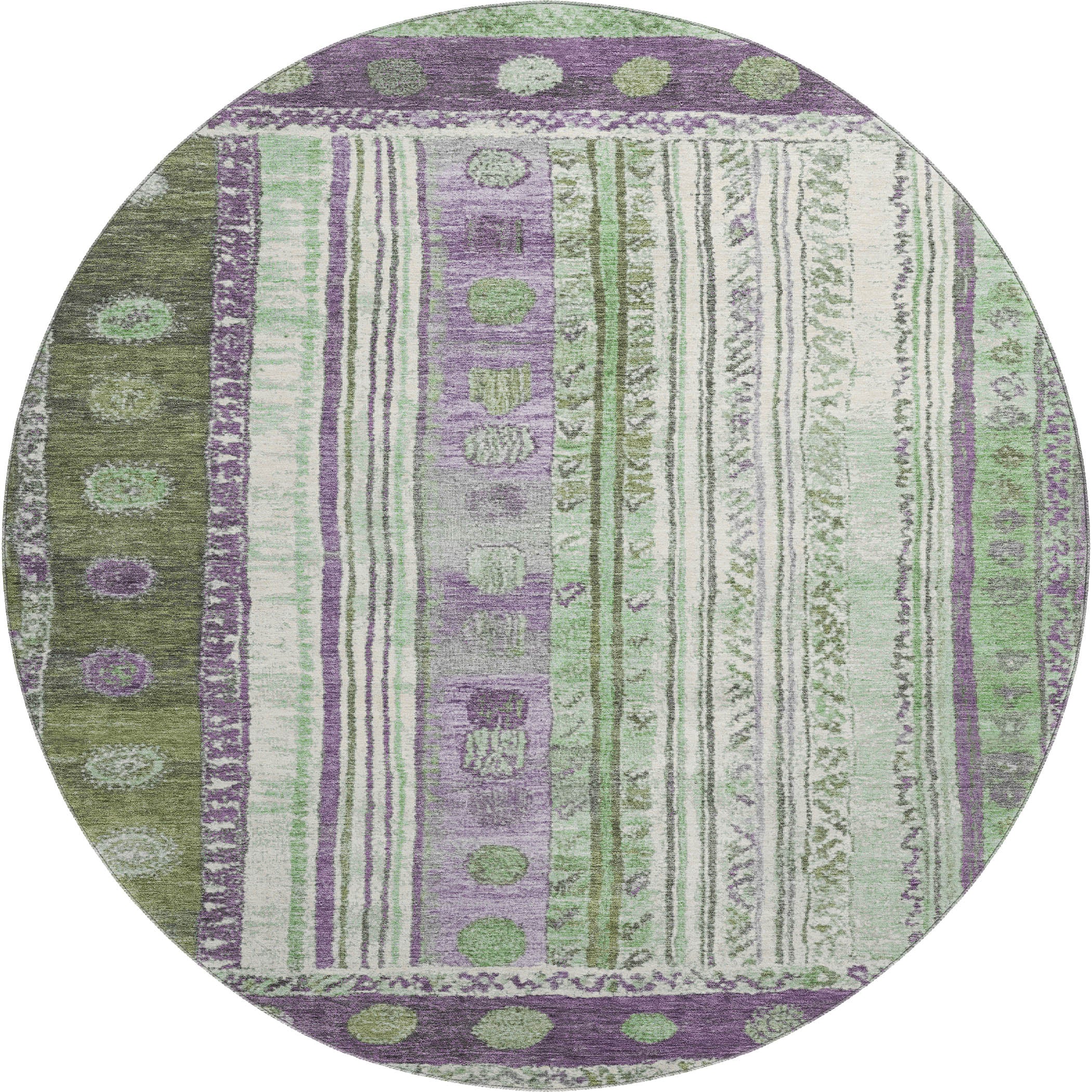 Baku Machine Washable Transitional Purple Rug 8' x 8' #shape_Round