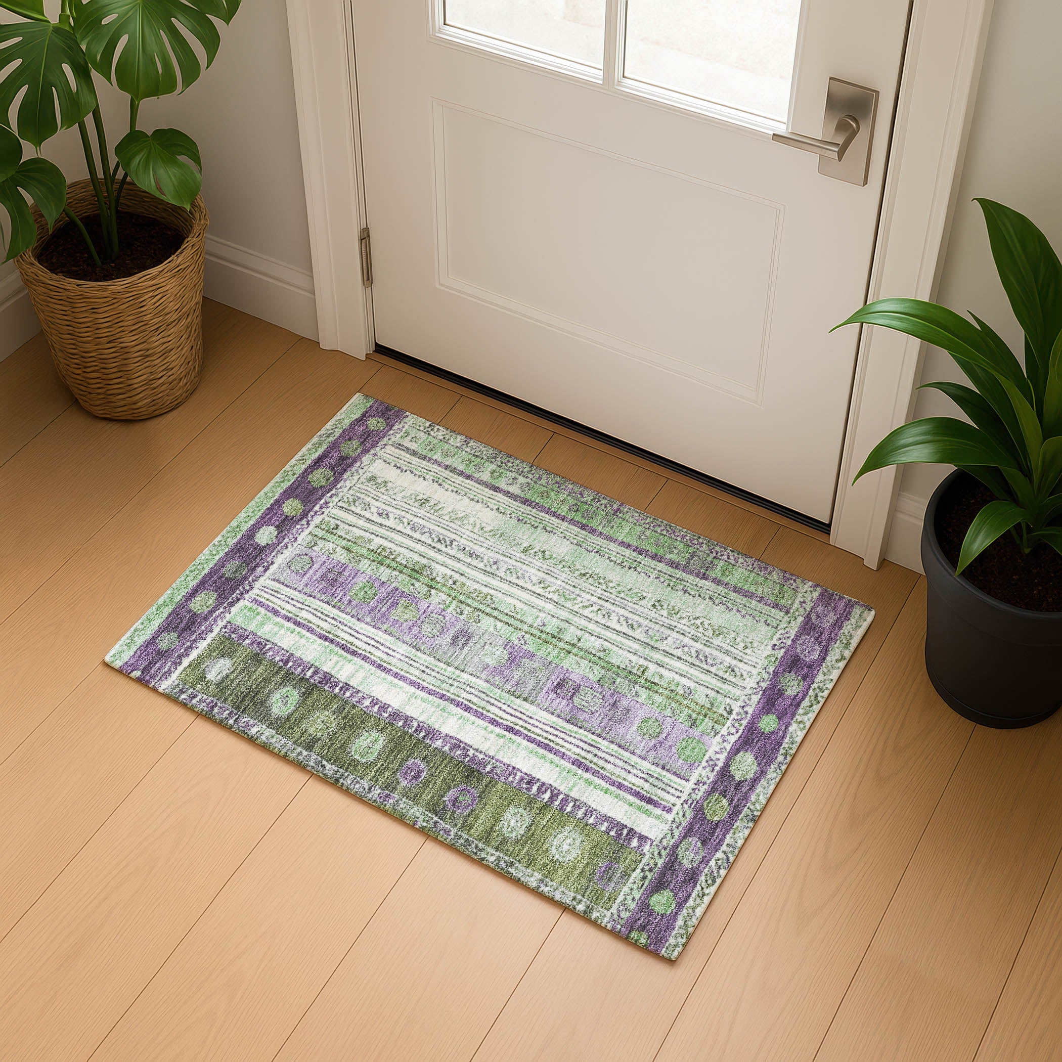Baku Machine Washable Transitional Purple Rug 1'8" x 2'6" #shape_Rectangle