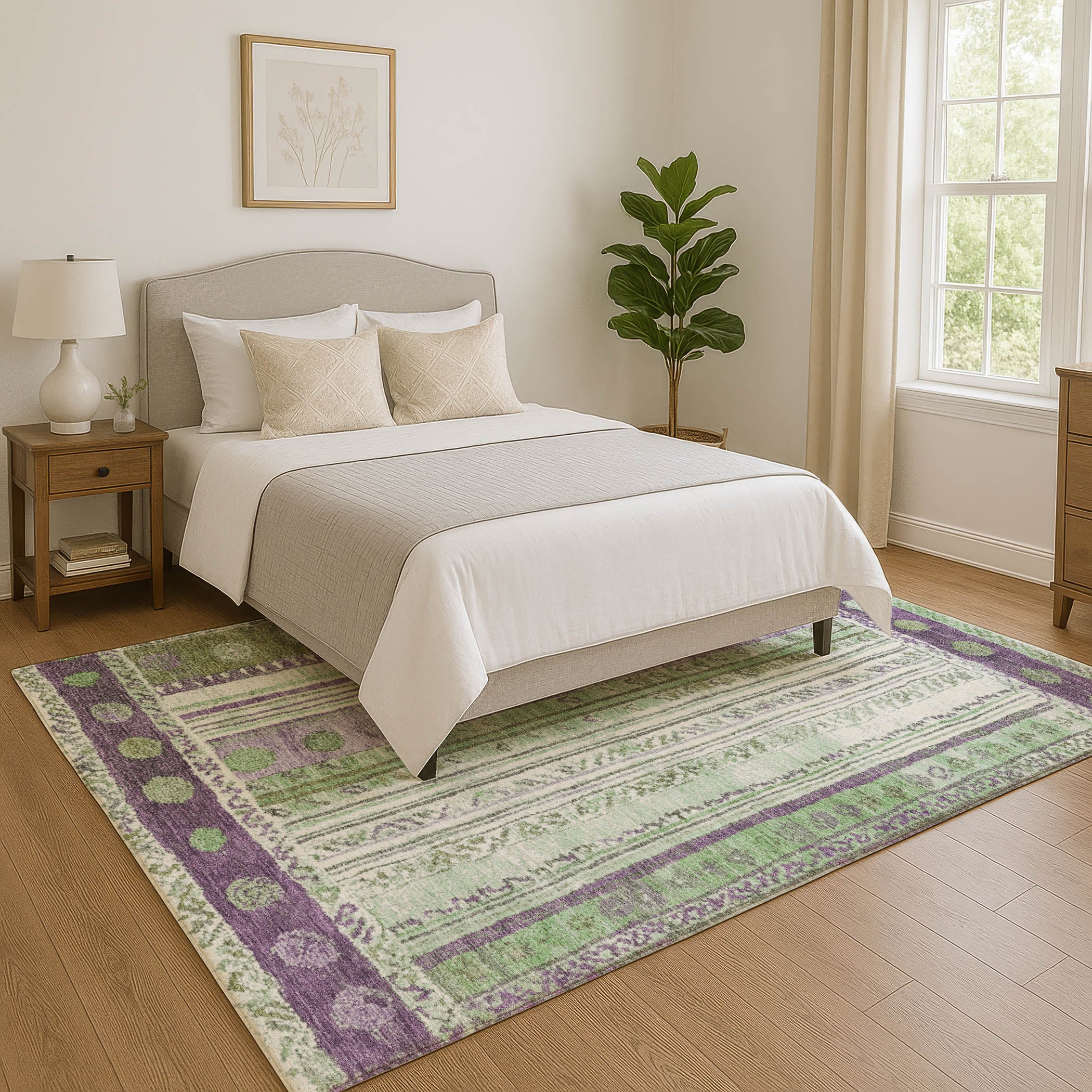 Baku Machine Washable Transitional Purple Rug 2'6" x 3'10" #shape_Rectangle