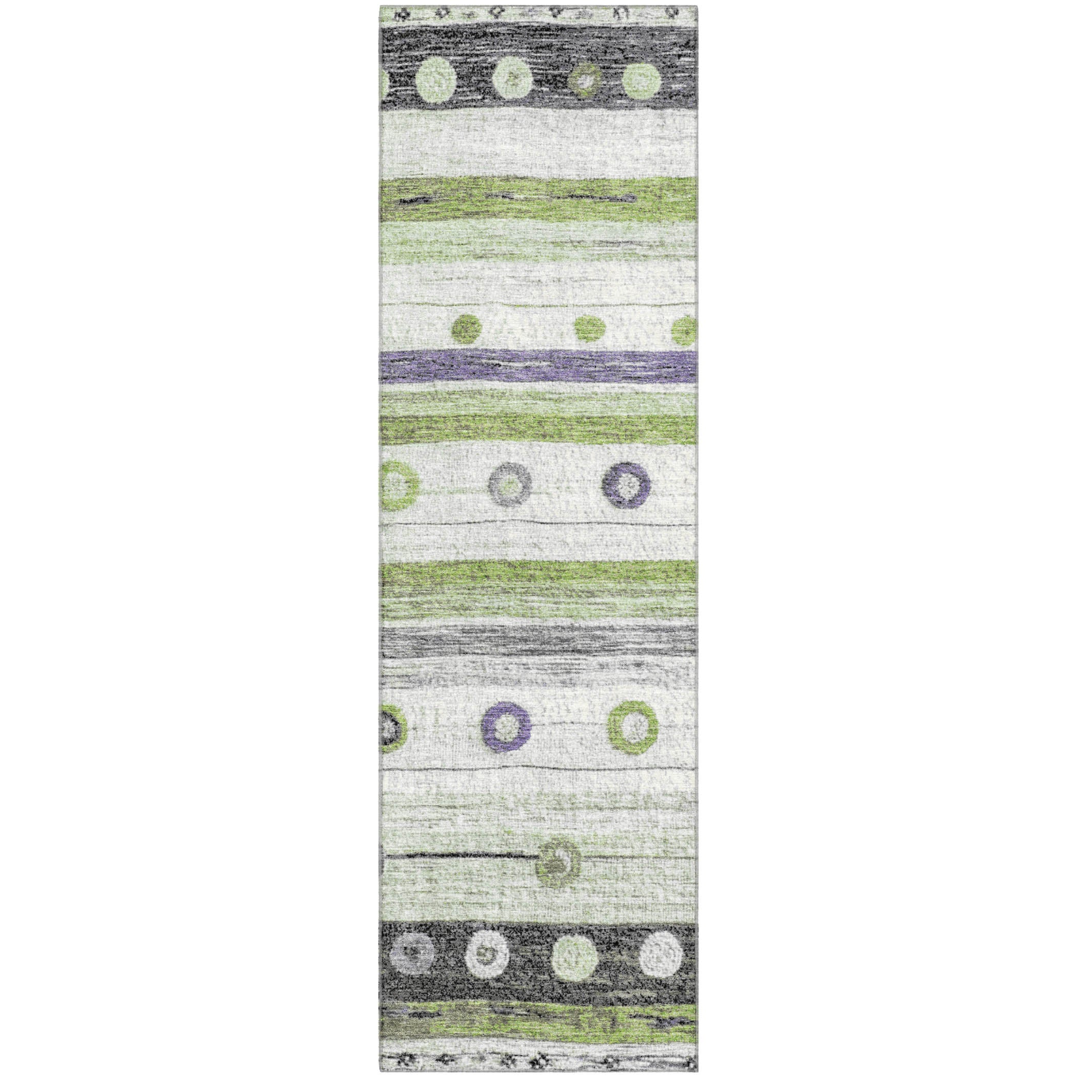 Kathmandu Machine Washable Transitional Aloe Green Rug 2'3" x 7'6" #shape_Runner