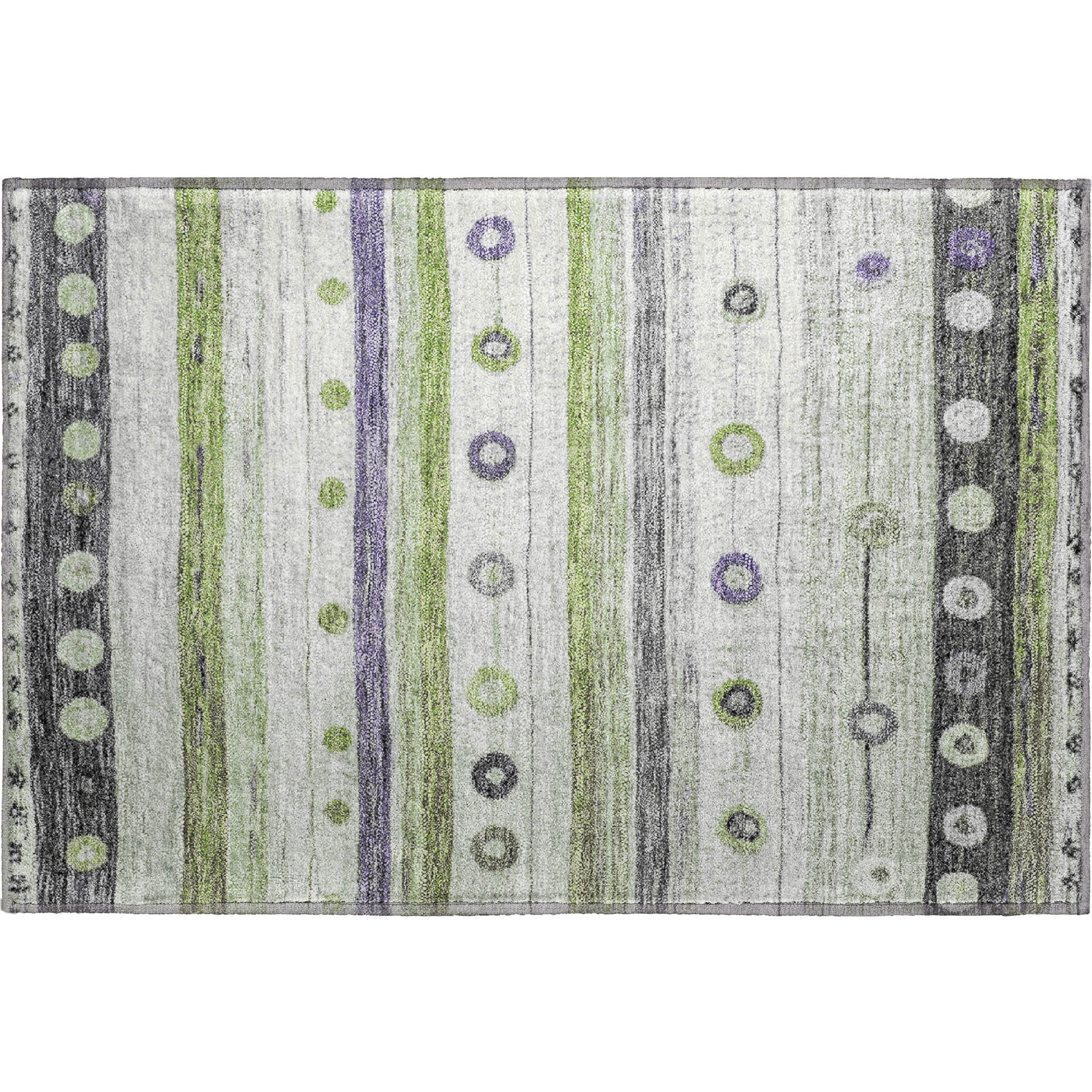Kathmandu Machine Washable Transitional Aloe Green Rug 1'8" x 2'6" #shape_Rectangle