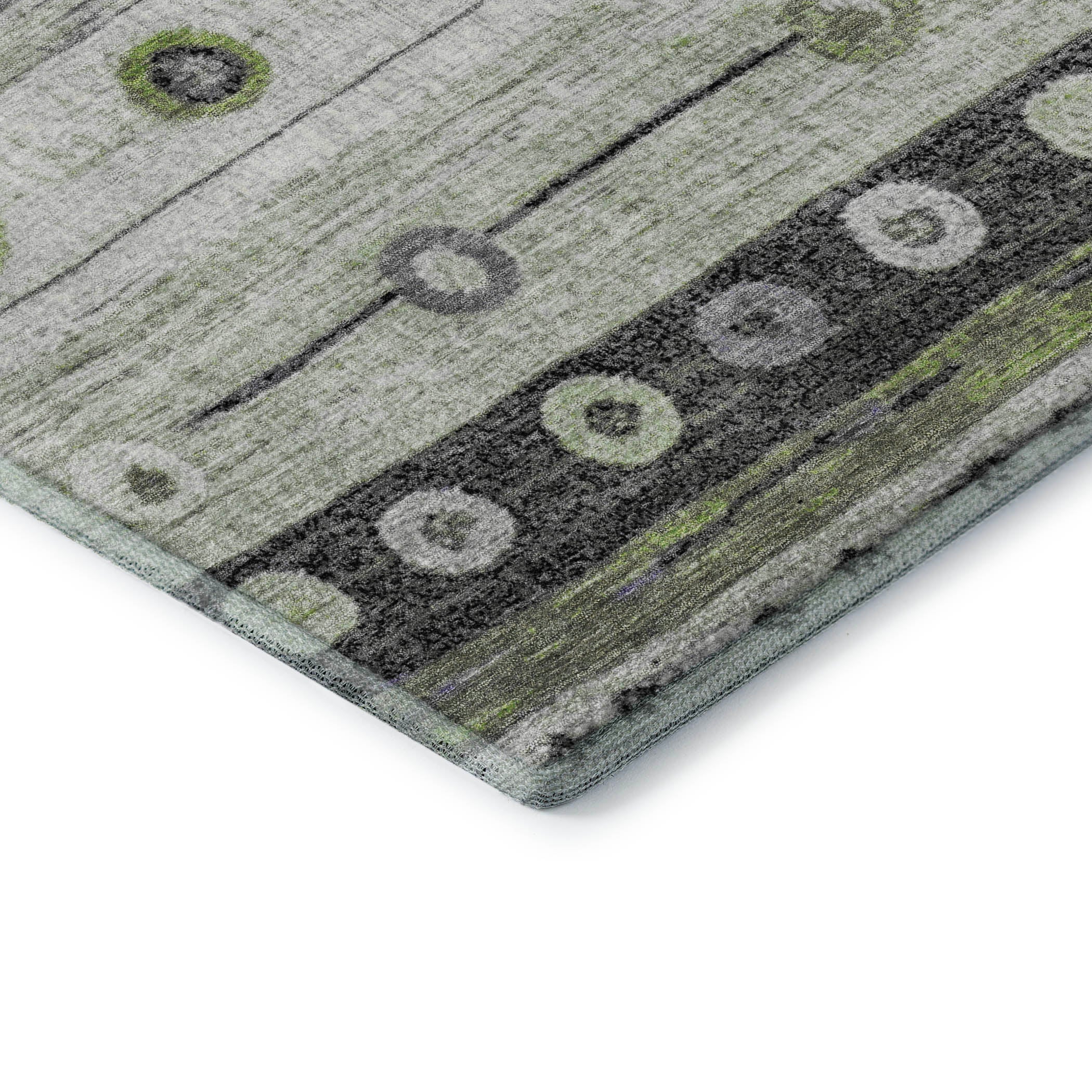 Kathmandu Machine Washable Transitional Aloe Green Rug 1'8" x 2'6" #shape_Rectangle