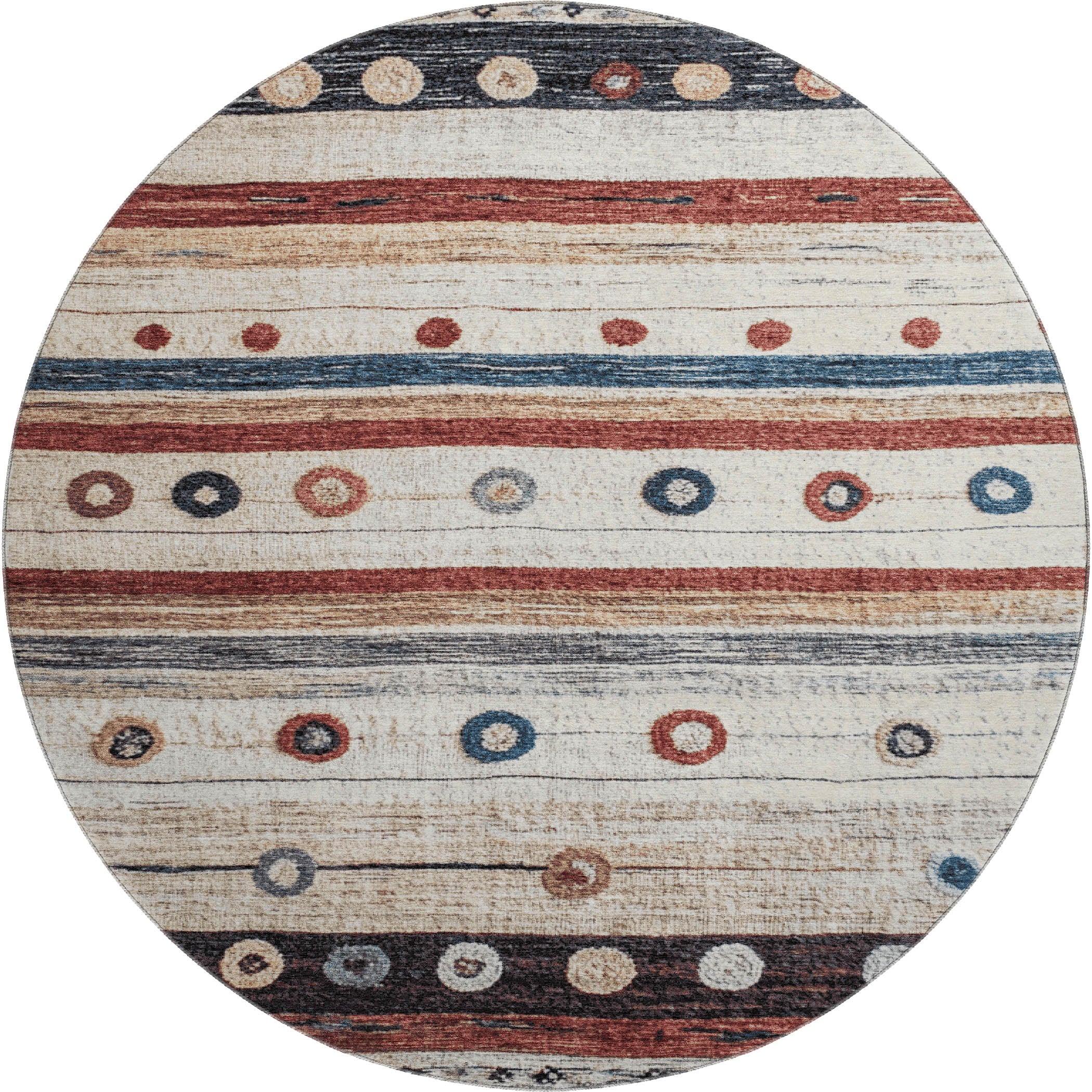 Kathmandu Machine Washable Transitional Beige Brown Rug 8' x 8' #shape_Round