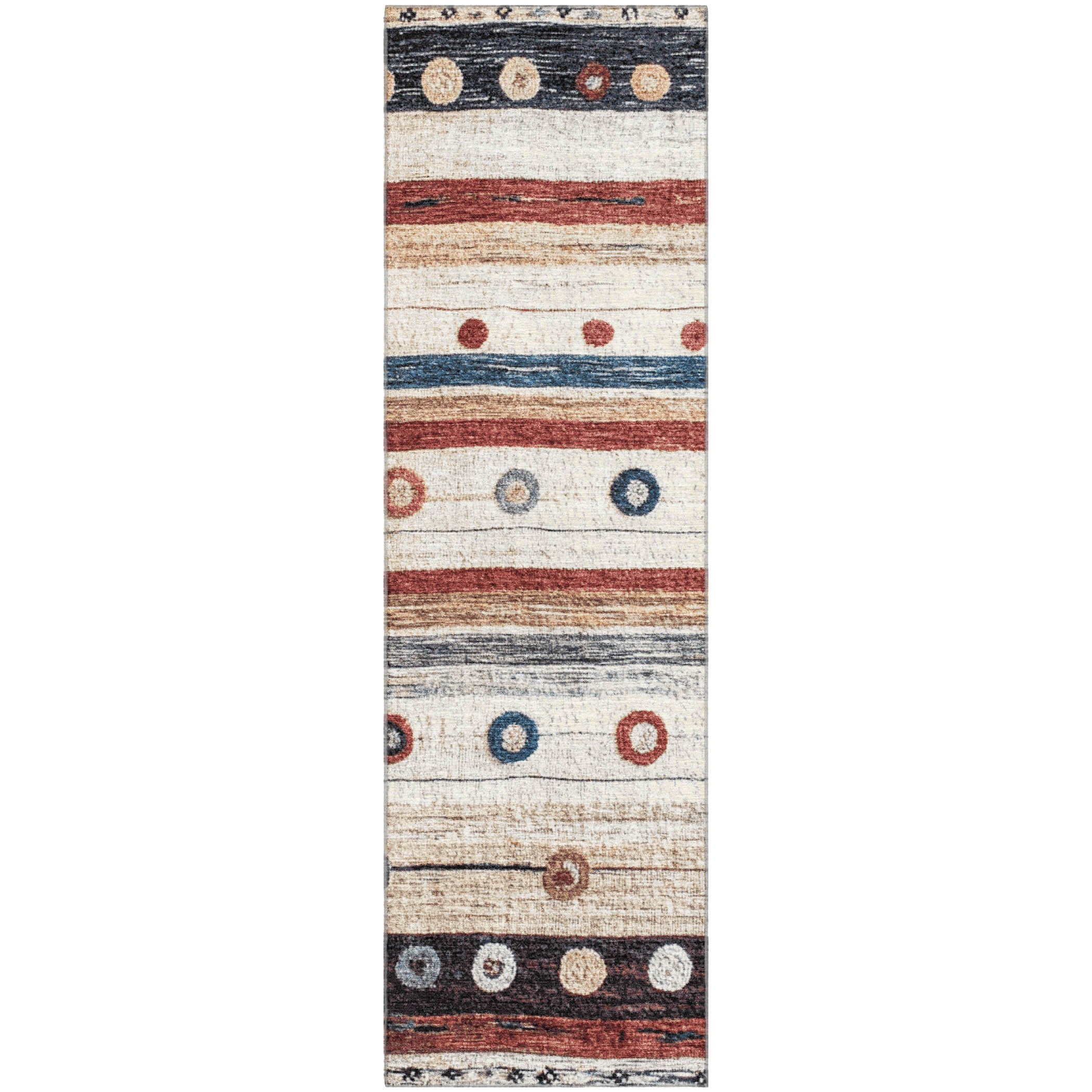 Kathmandu Machine Washable Transitional Beige Brown Rug 2'3" x 7'6" #shape_Runner