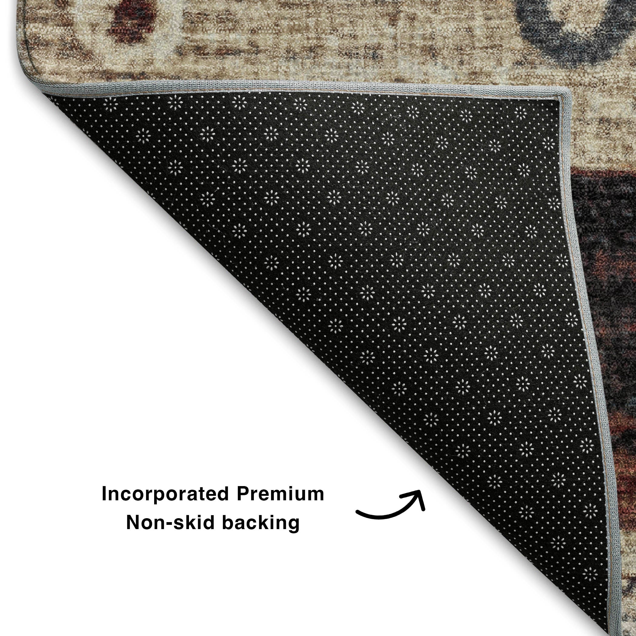 Kathmandu Machine Washable Transitional Beige Brown Rug 1'8" x 2'6" #shape_Rectangle