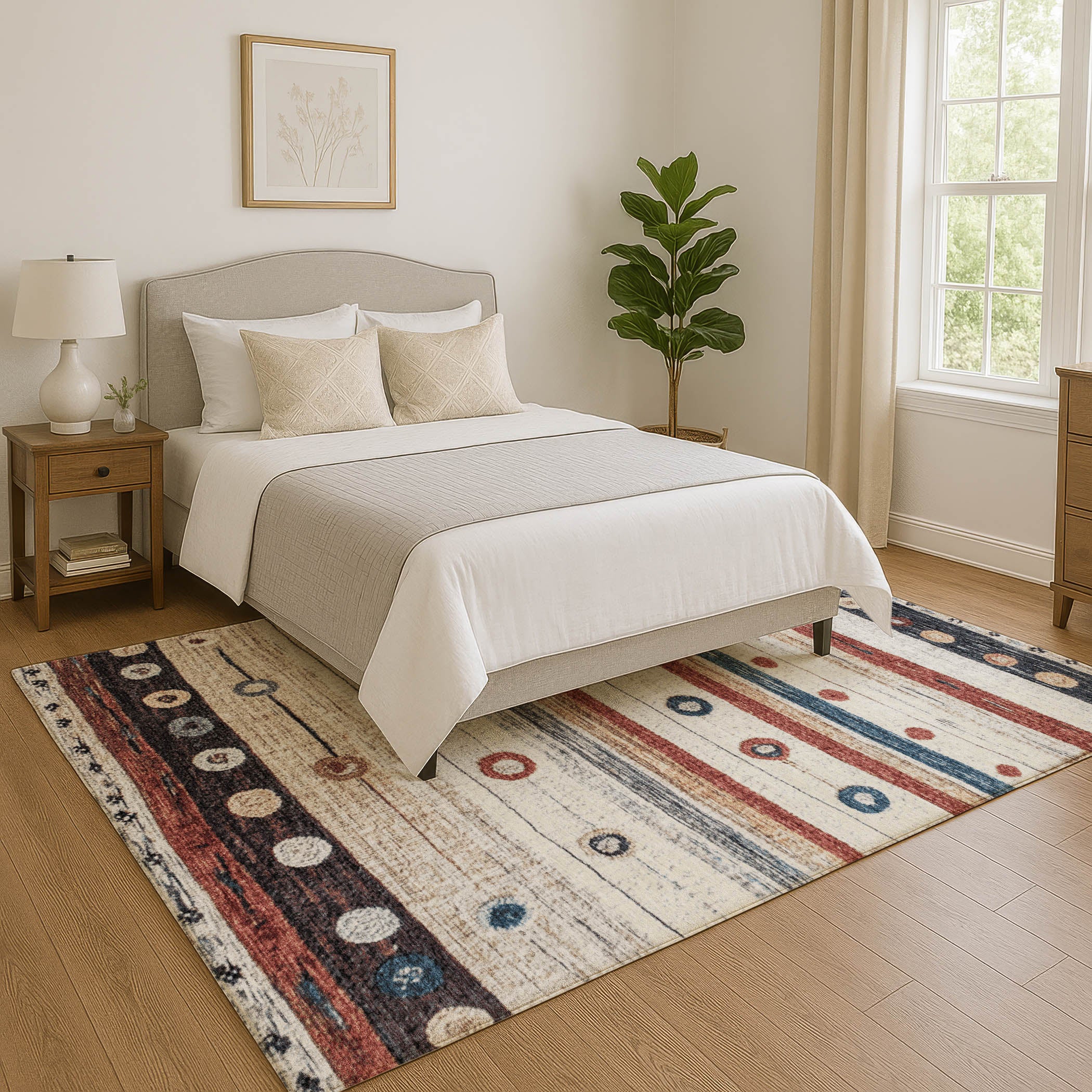 Kathmandu Machine Washable Transitional Beige Brown Rug 2'6" x 3'10" #shape_Rectangle