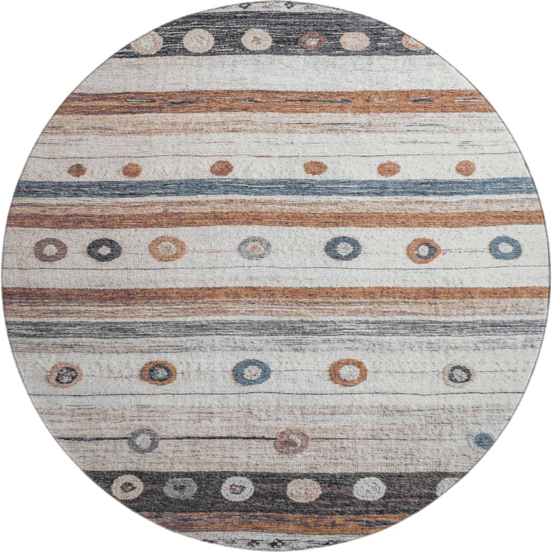 Kathmandu Machine Washable Transitional Copper Orange Rug 8' x 8' #shape_Round