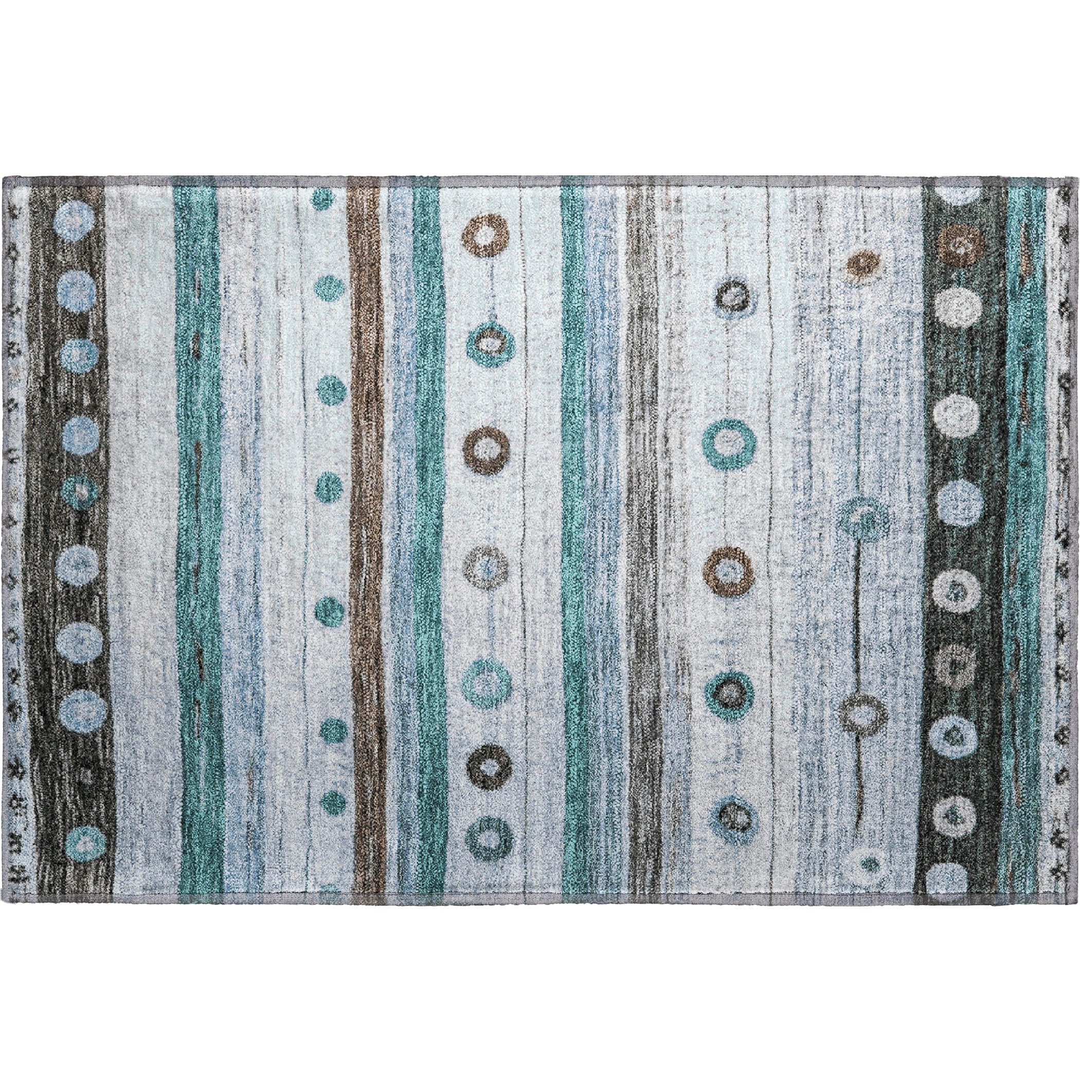 Kathmandu Machine Washable Transitional Teal Rug 1'8" x 2'6" #shape_Rectangle