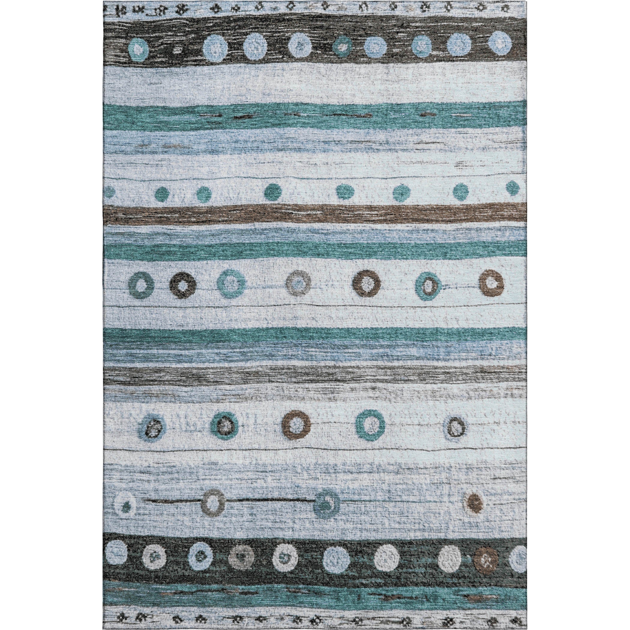 Kathmandu Machine Washable Transitional Teal Rug 2'6" x 3'10" #shape_Rectangle
