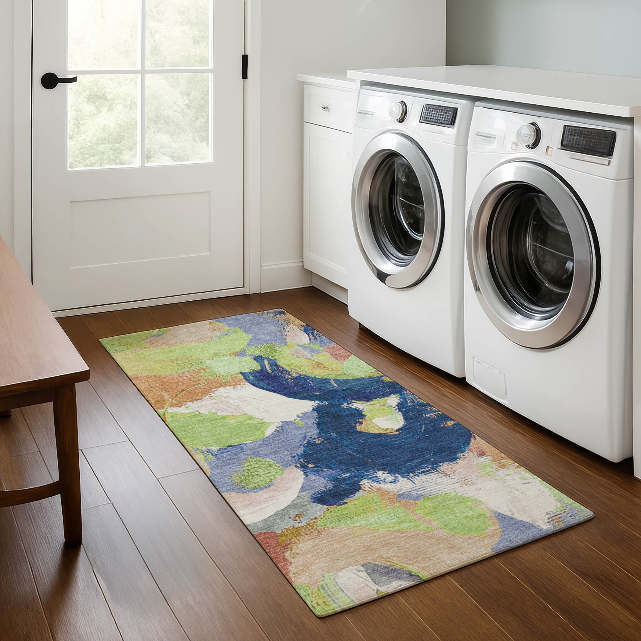 Tallinn Machine Washable Transitional Aloe Green Rug 2'3" x 7'6" #shape_Runner