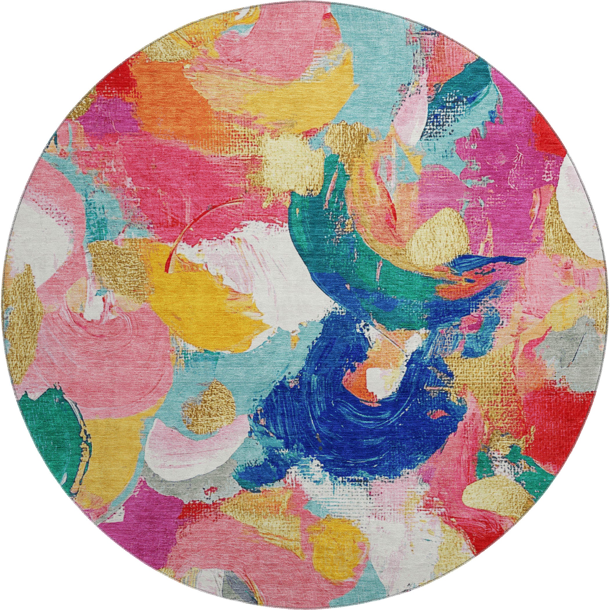 Tallinn Machine Washable Transitional Blush Pink Rug 8' x 8' #shape_Round