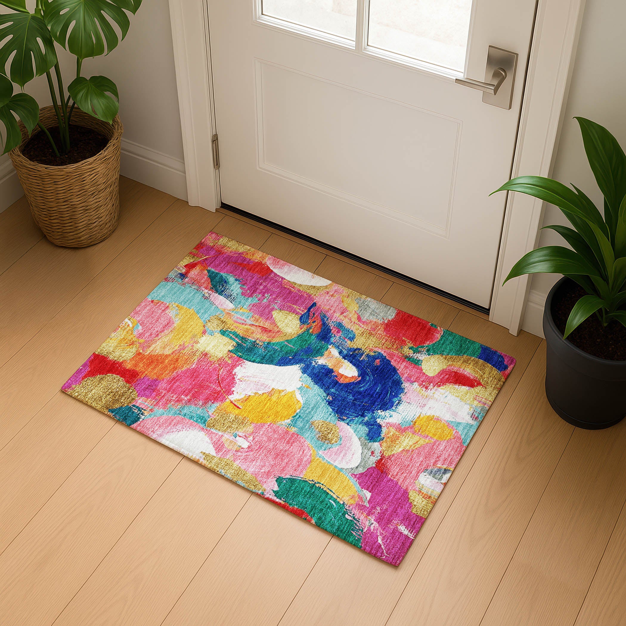 Tallinn Machine Washable Transitional Blush Pink Rug 1'8" x 2'6" #shape_Rectangle