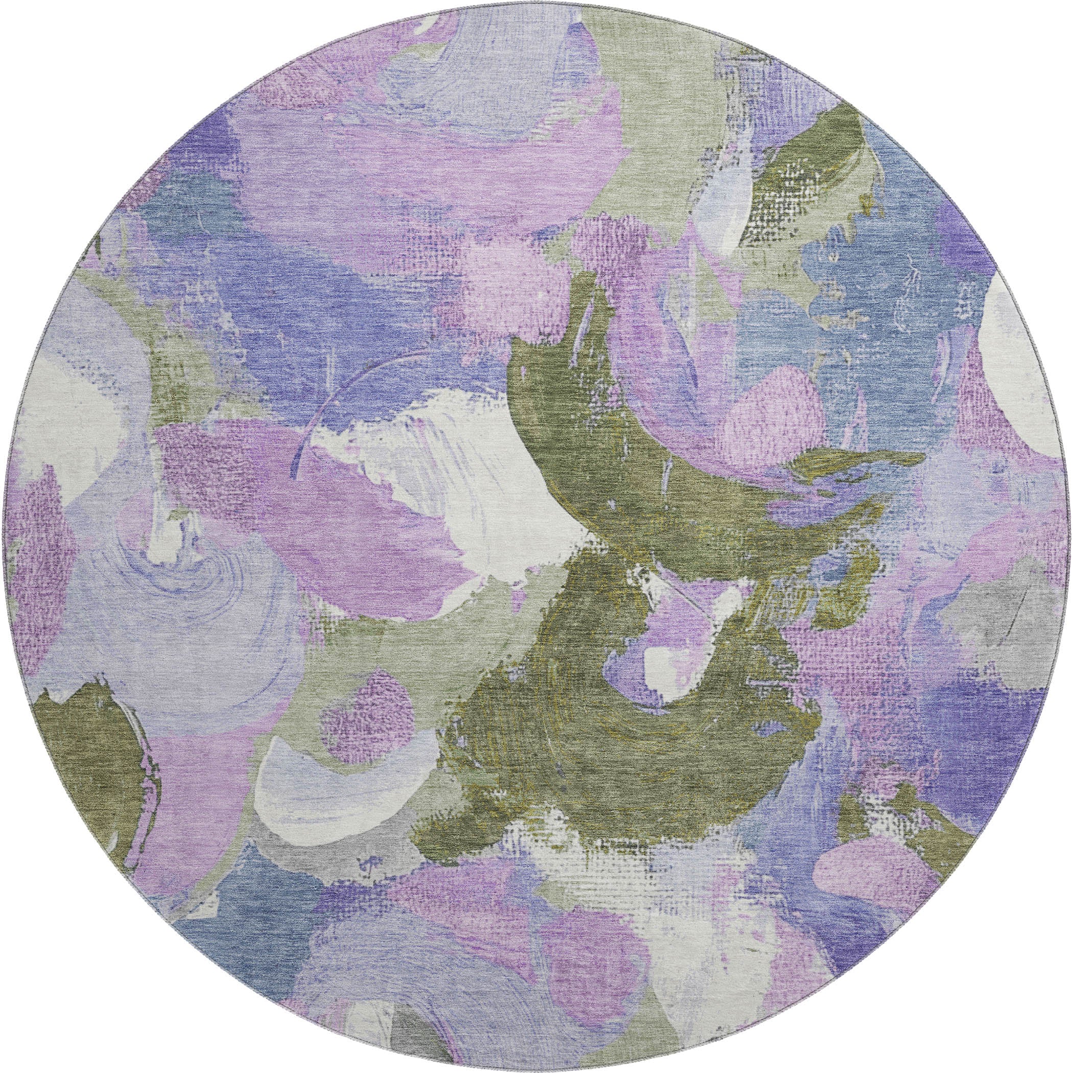 Tallinn Machine Washable Transitional Lavender Purple Rug 8' x 8' #shape_Round