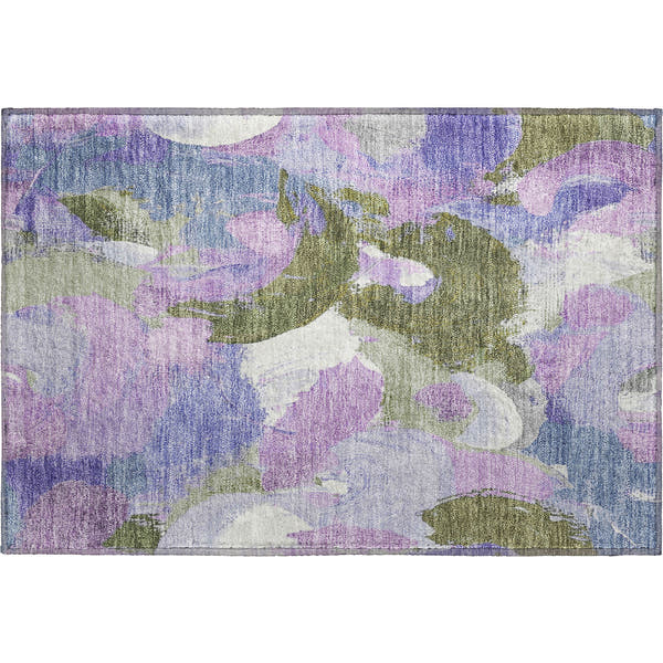Tallinn Machine Washable Transitional Lavender Purple Rug 1'8" x 2'6"