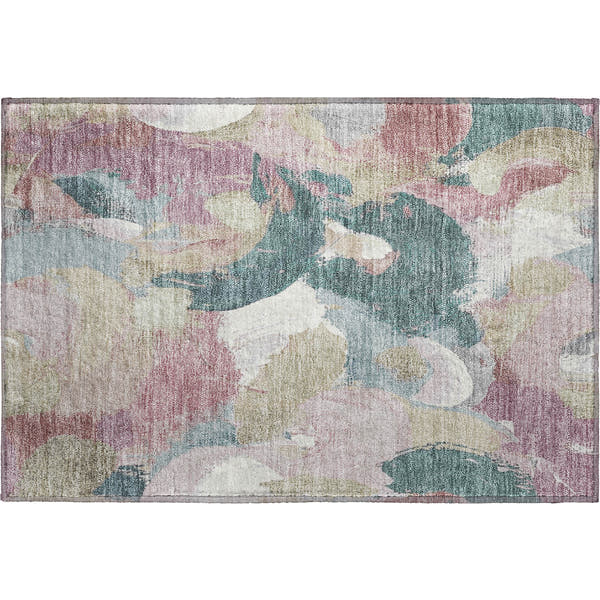 Tallinn Machine Washable Transitional Mauve Pink Rug 1'8" x 2'6"