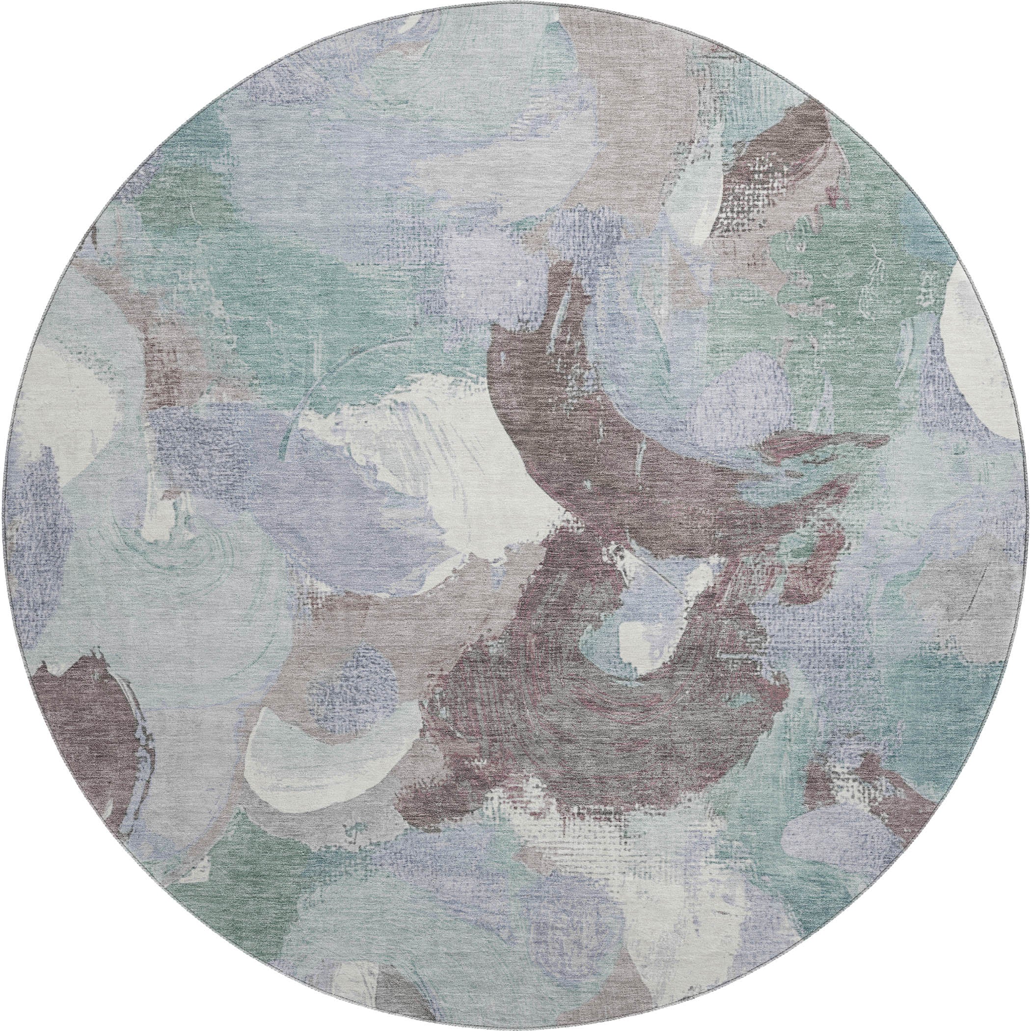 Tallinn Machine Washable Transitional Seafoam Blue Rug 8' x 8' #shape_Round