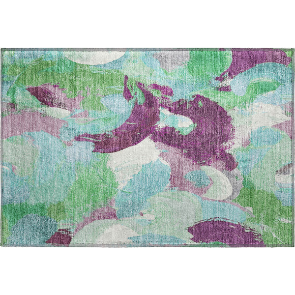 Tallinn Machine Washable Transitional Teal Rug 1'8" x 2'6"