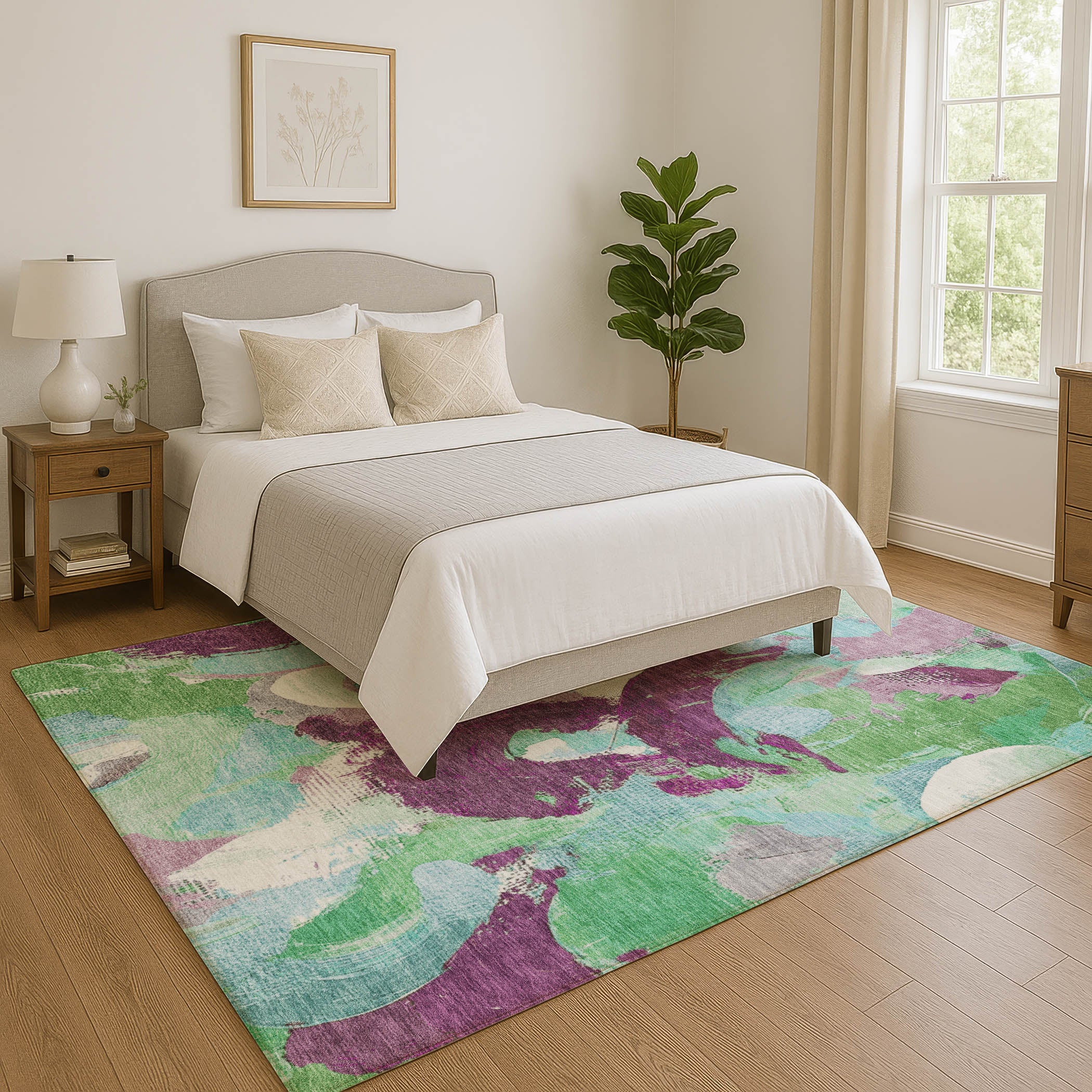 Tallinn Machine Washable Transitional Teal Rug 2'6" x 3'10" #shape_Rectangle