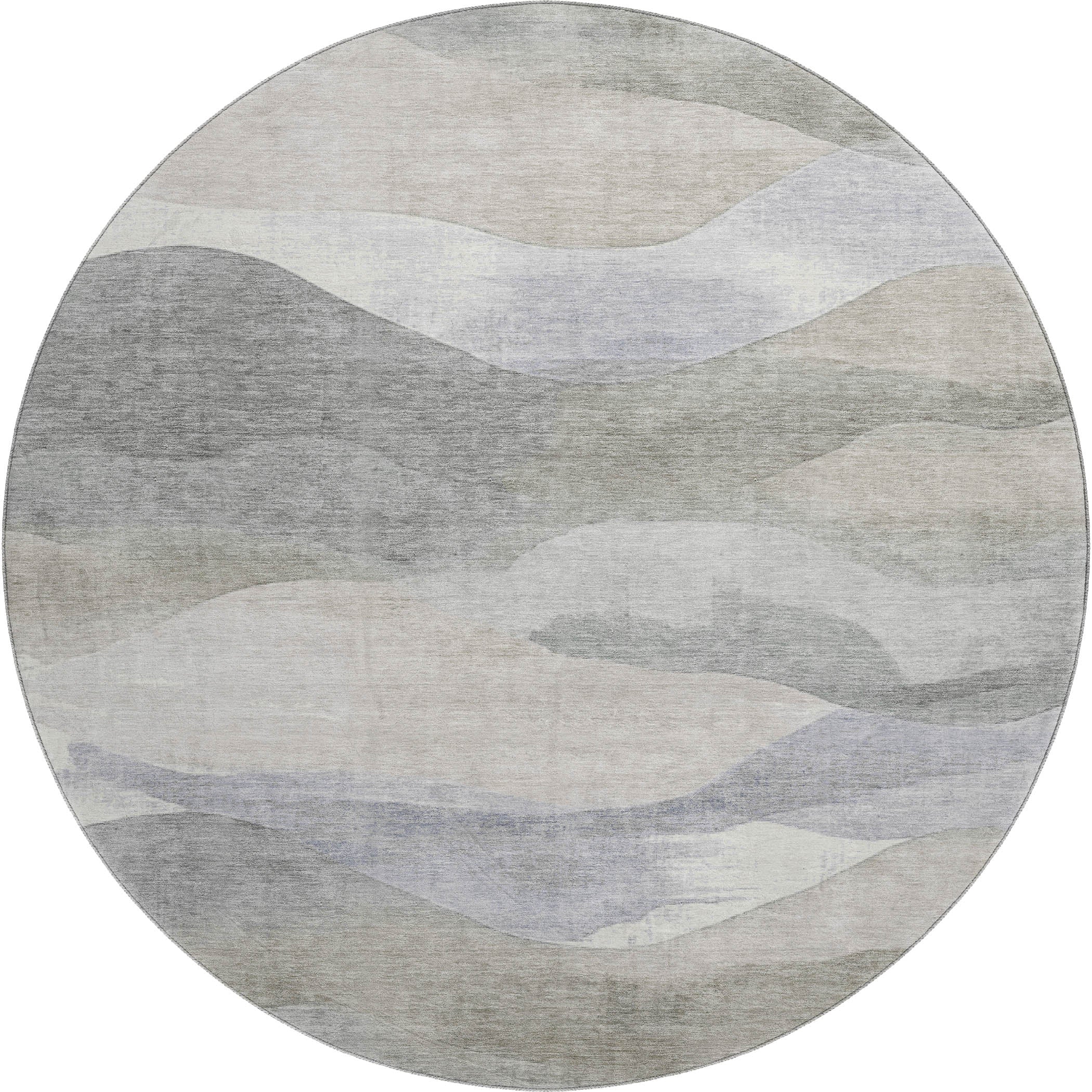 Lucerne Machine Washable Transitional Beige Brown Rug 8' x 8' #shape_Round