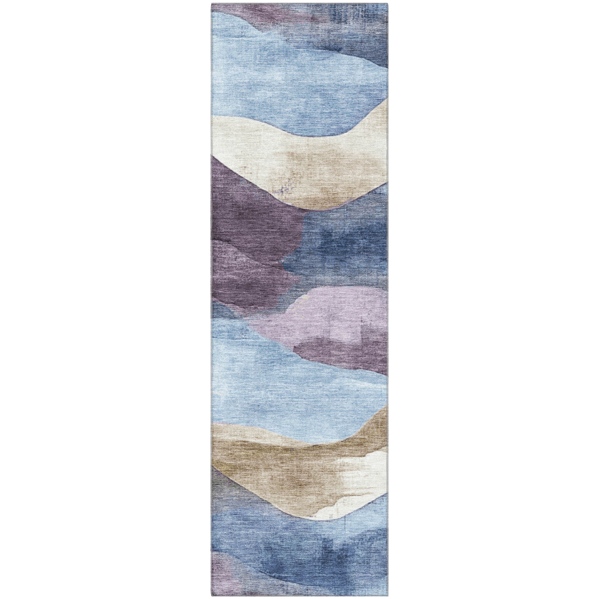 Lucerne Machine Washable Transitional Denim Blue Rug 2'3" x 7'6" #shape_Runner