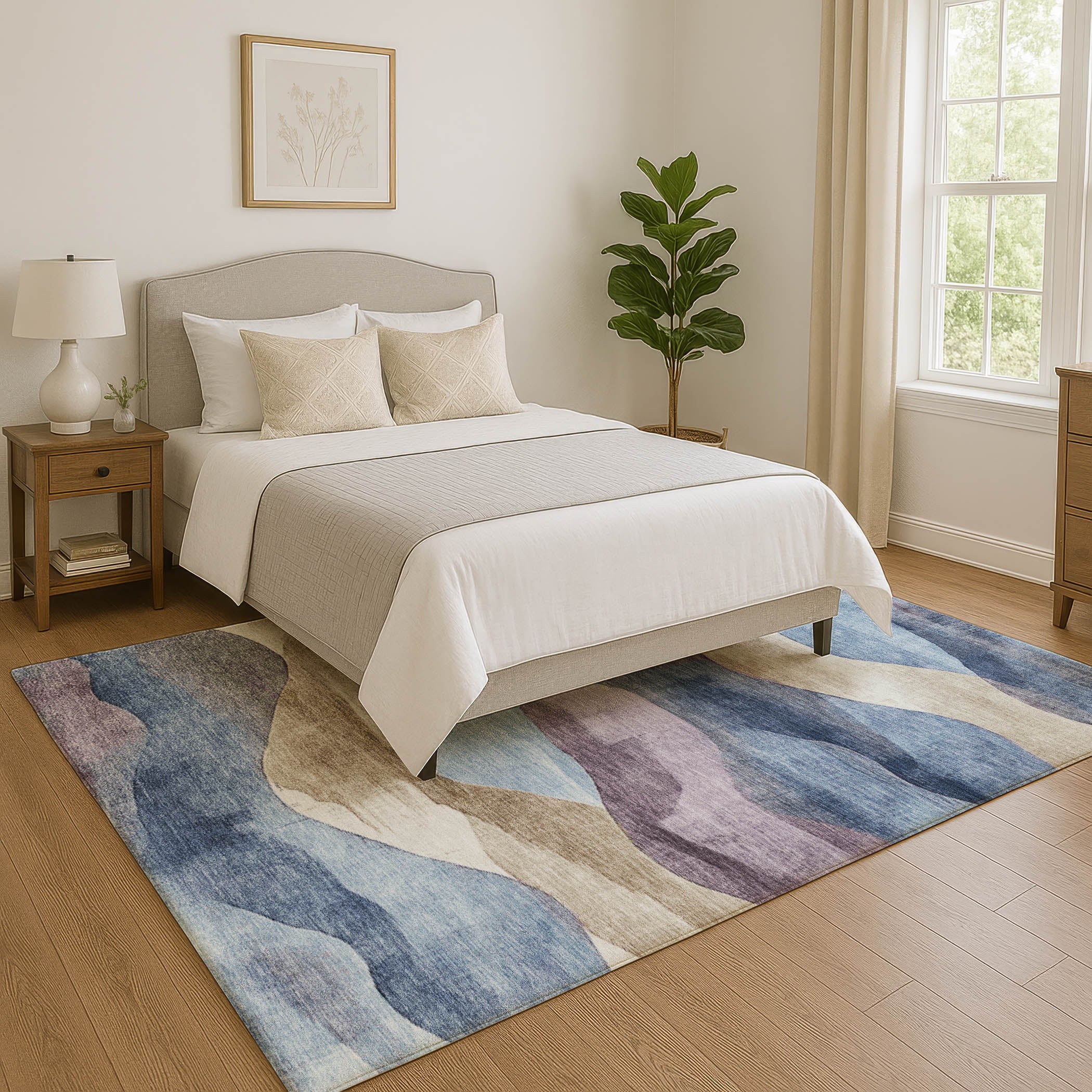 Lucerne Machine Washable Transitional Denim Blue Rug 2'6" x 3'10" #shape_Rectangle