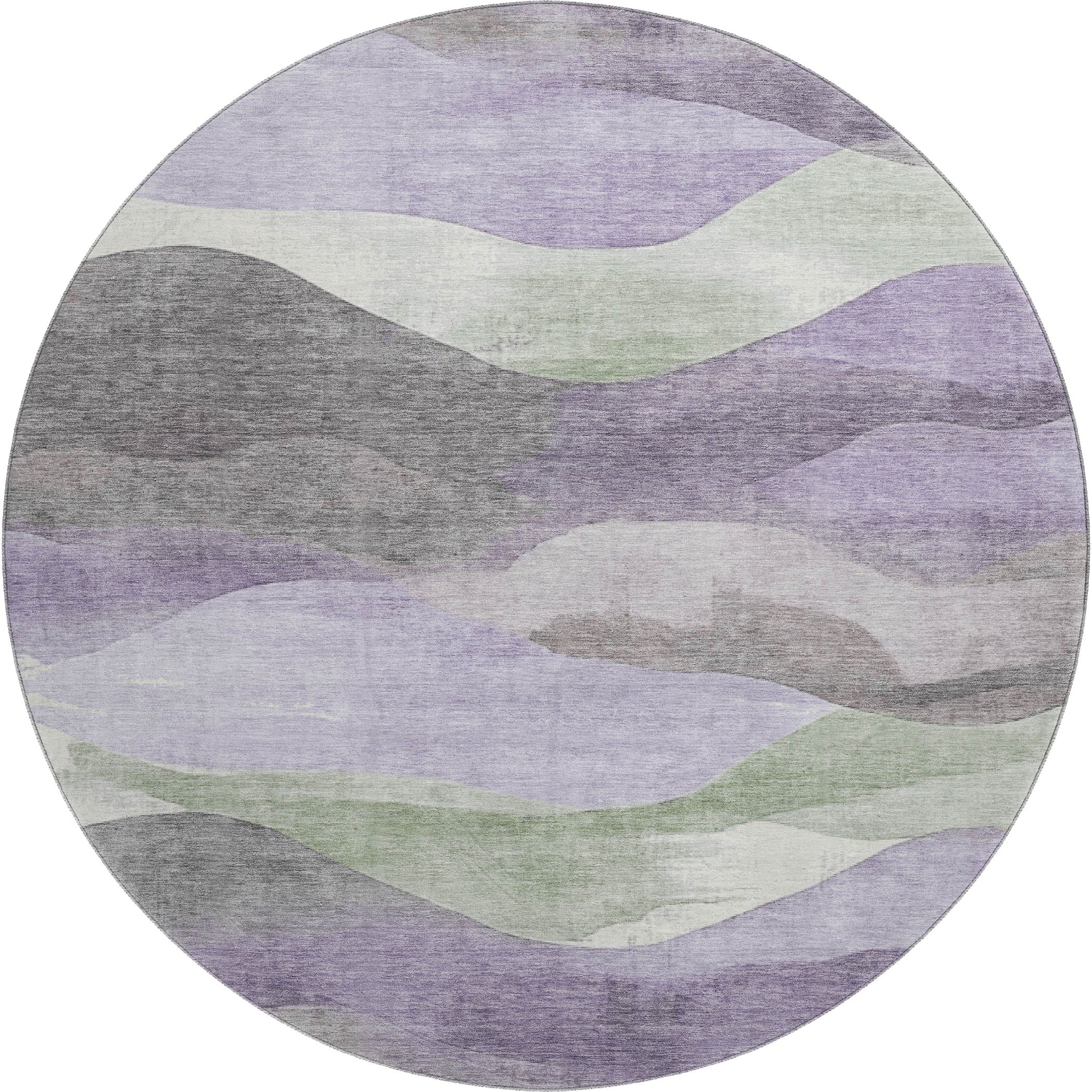 Lucerne Machine Washable Transitional Purple Rug 8' x 8' #shape_Round