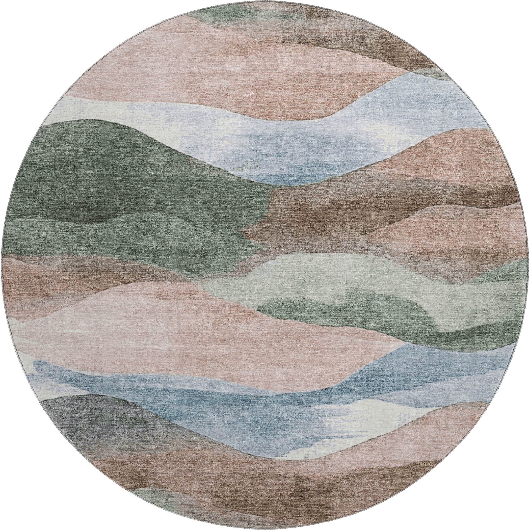 Lucerne Machine Washable Transitional Salmon Orange Rug 8' x 8' #shape_Round