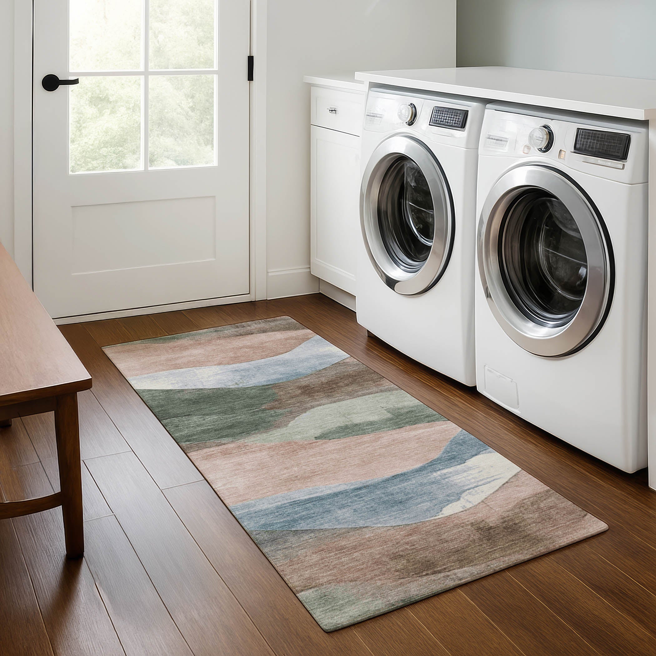 Lucerne Machine Washable Transitional Salmon Orange Rug 2'3" x 7'6" #shape_Runner