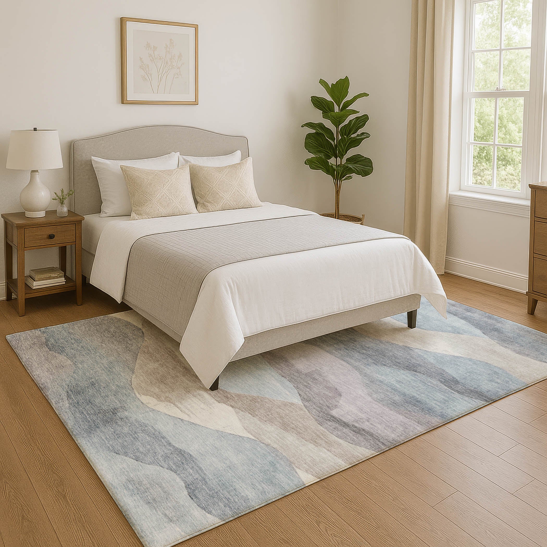 Lucerne Machine Washable Transitional Sky Blue Rug 2'6" x 3'10" #shape_Rectangle