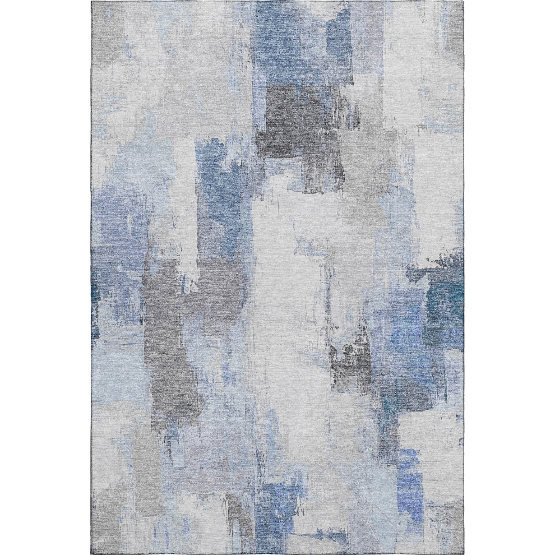 Kathmandu Machine Washable Transitional Denim Blue Rug 2'6" x 3'10" #shape_Rectangle
