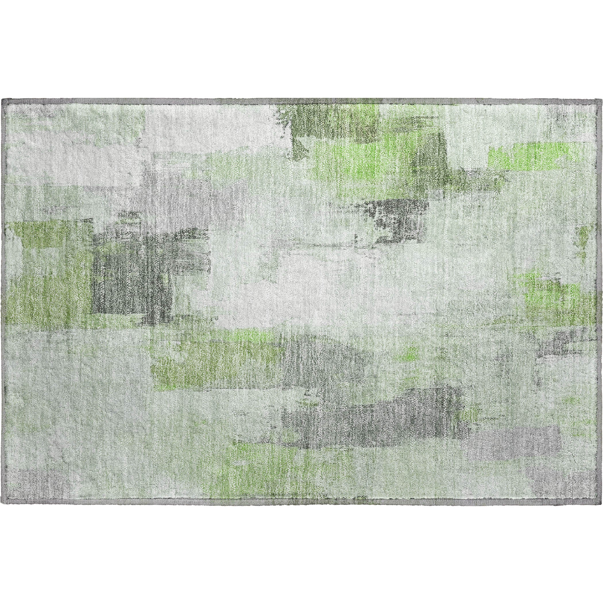 Kathmandu Machine Washable Transitional Green Rug 1'8" x 2'6" #shape_Rectangle