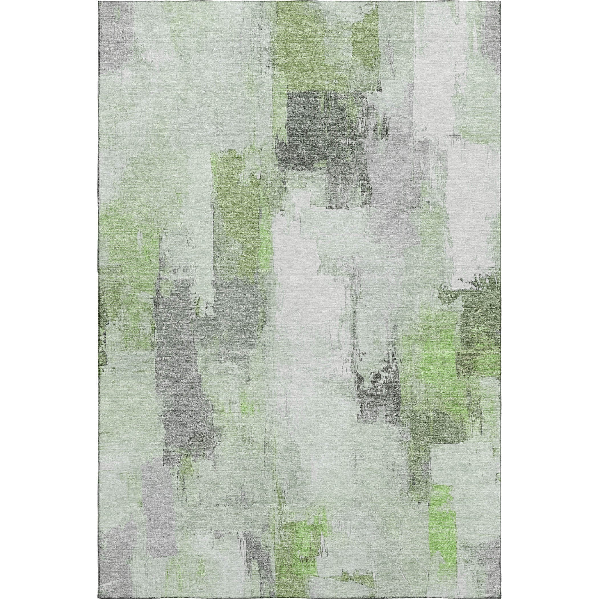 Kathmandu Machine Washable Transitional Green Rug 2'6" x 3'10" #shape_Rectangle