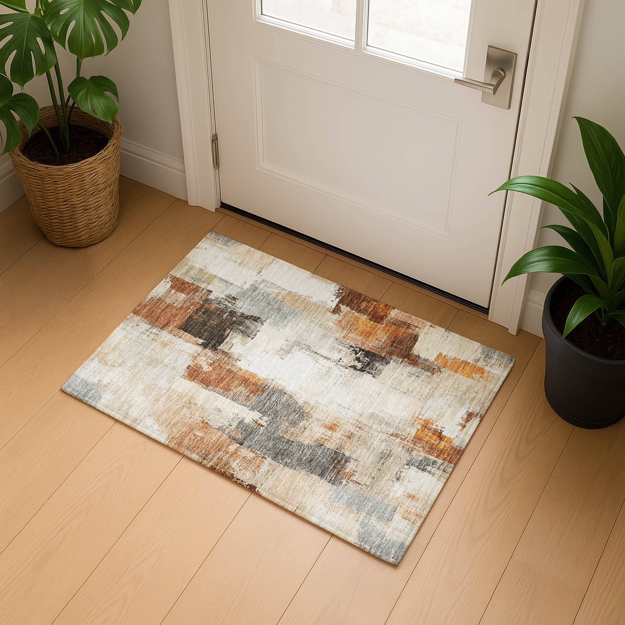 Kathmandu Machine Washable Transitional Ivory Rug 1'8" x 2'6" #shape_Rectangle