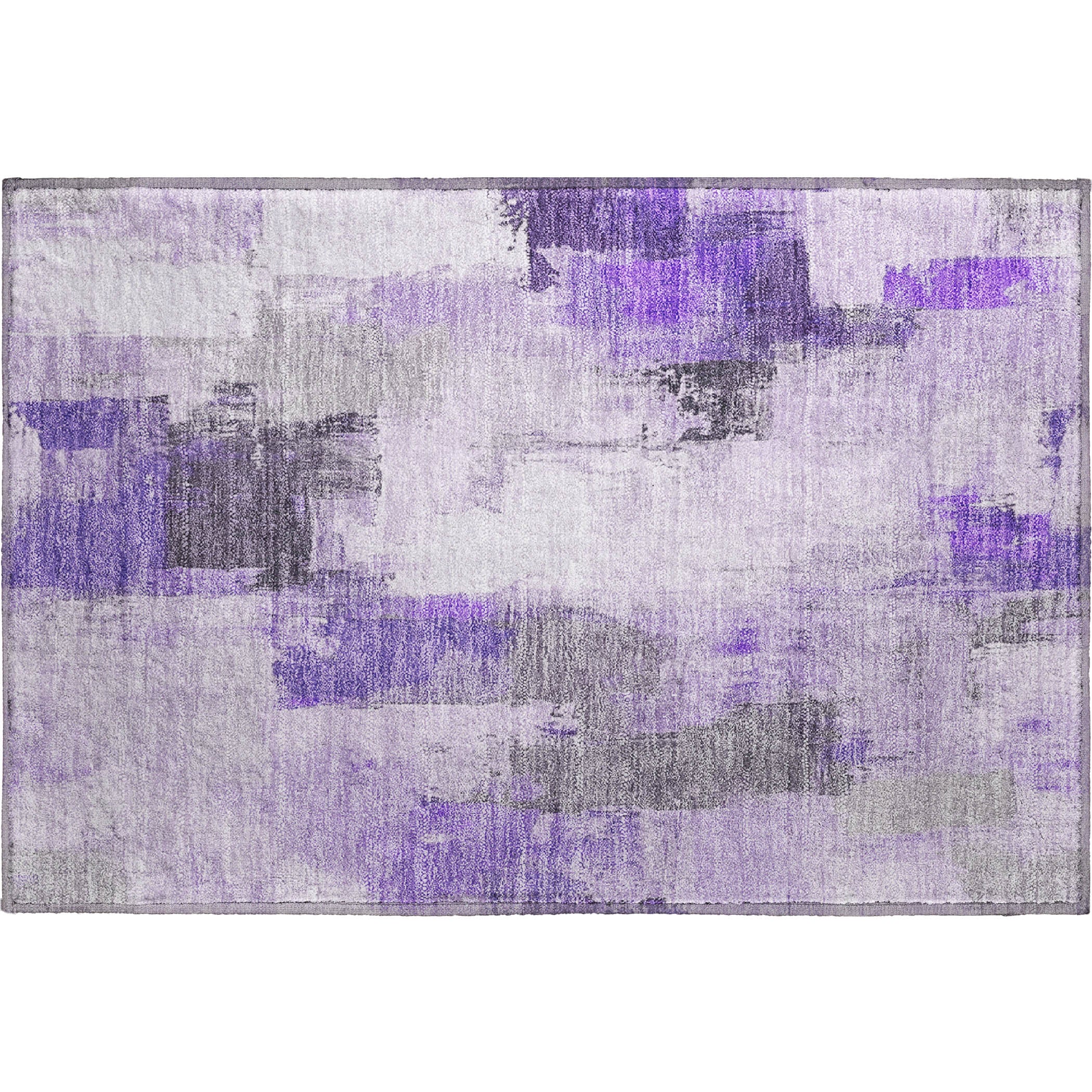 Kathmandu Machine Washable Transitional Lavender Purple Rug 1'8" x 2'6" #shape_Rectangle