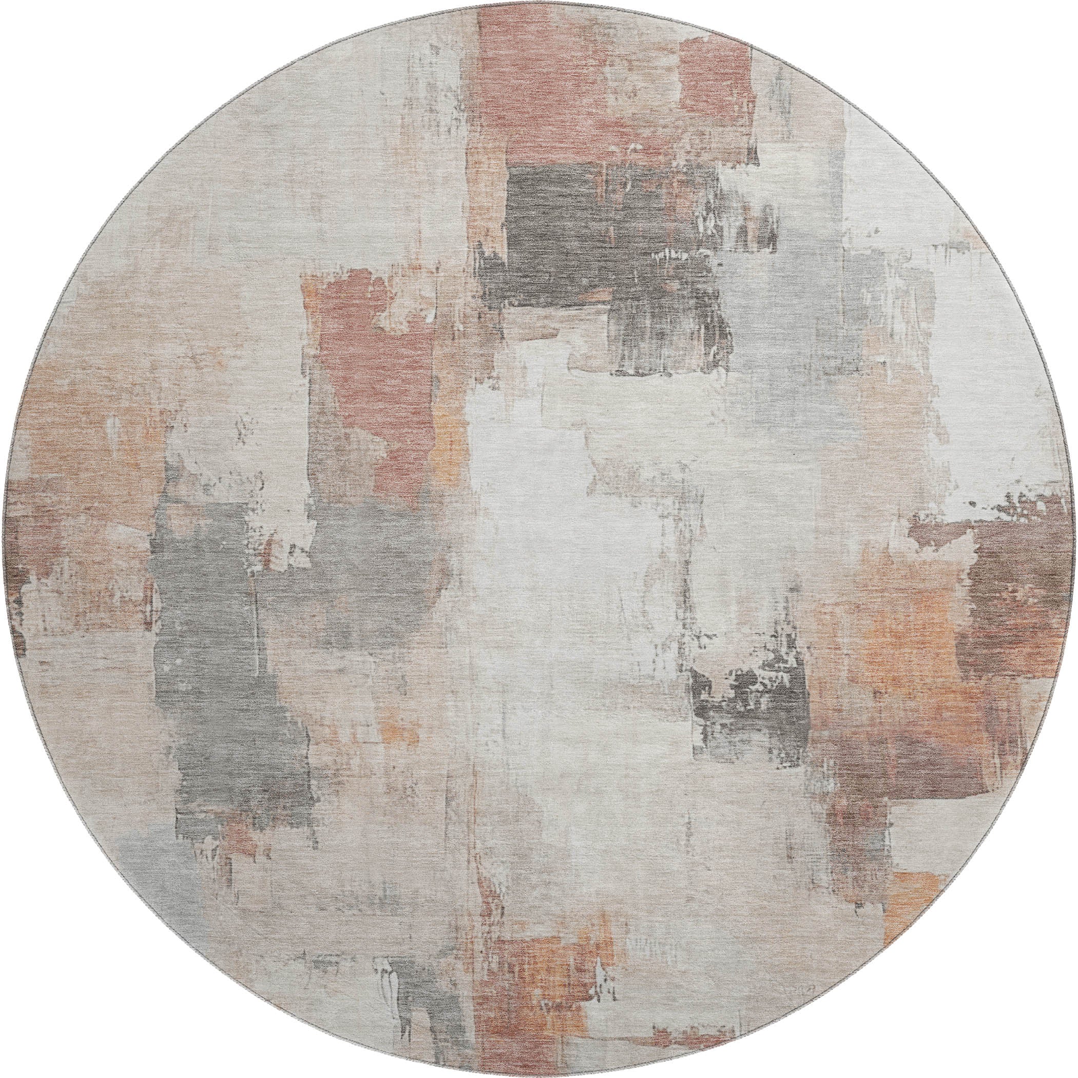Kathmandu Machine Washable Transitional Paprika Orange Rug 8' x 8' #shape_Round