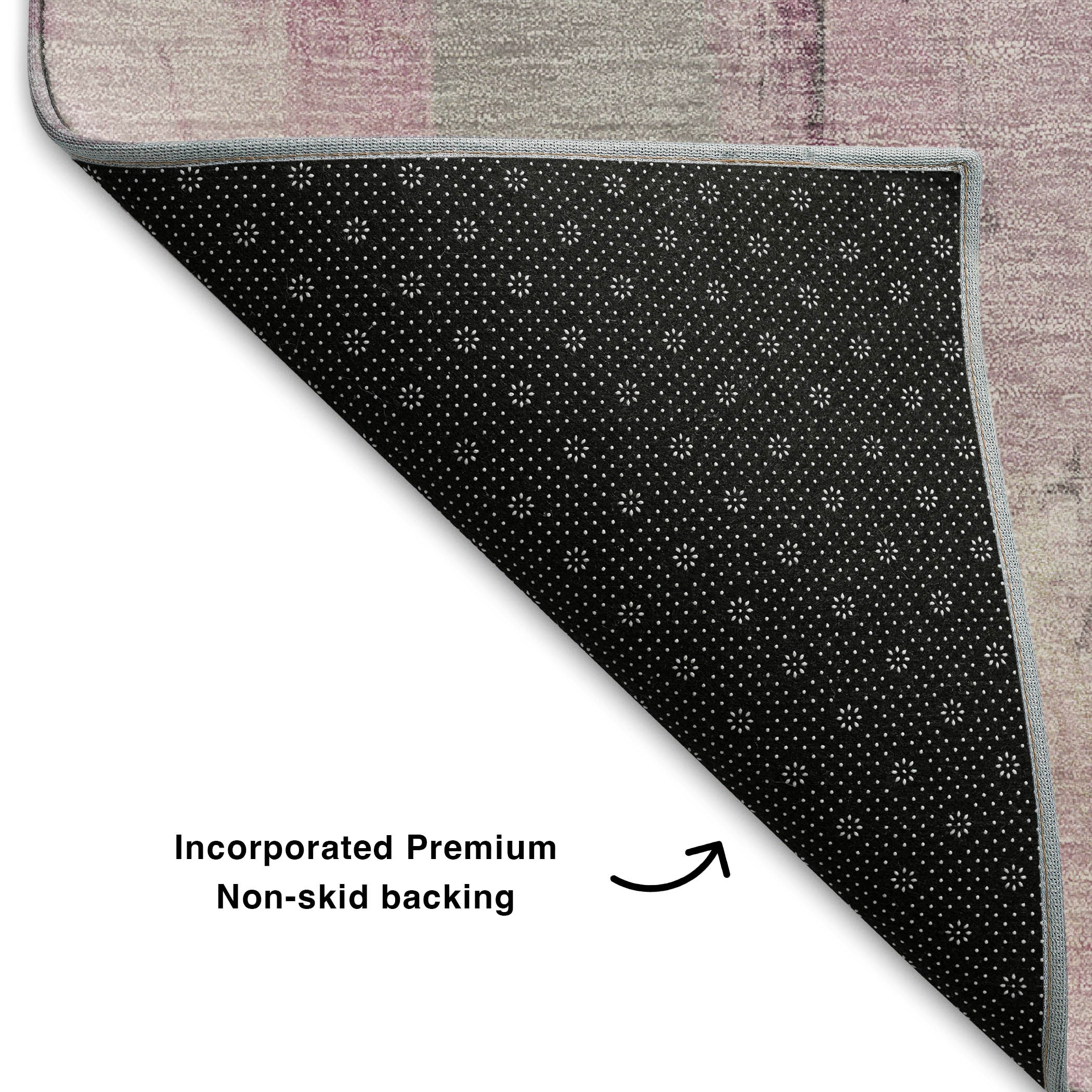 Kathmandu Machine Washable Transitional Pink Rug 1'8" x 2'6" #shape_Rectangle