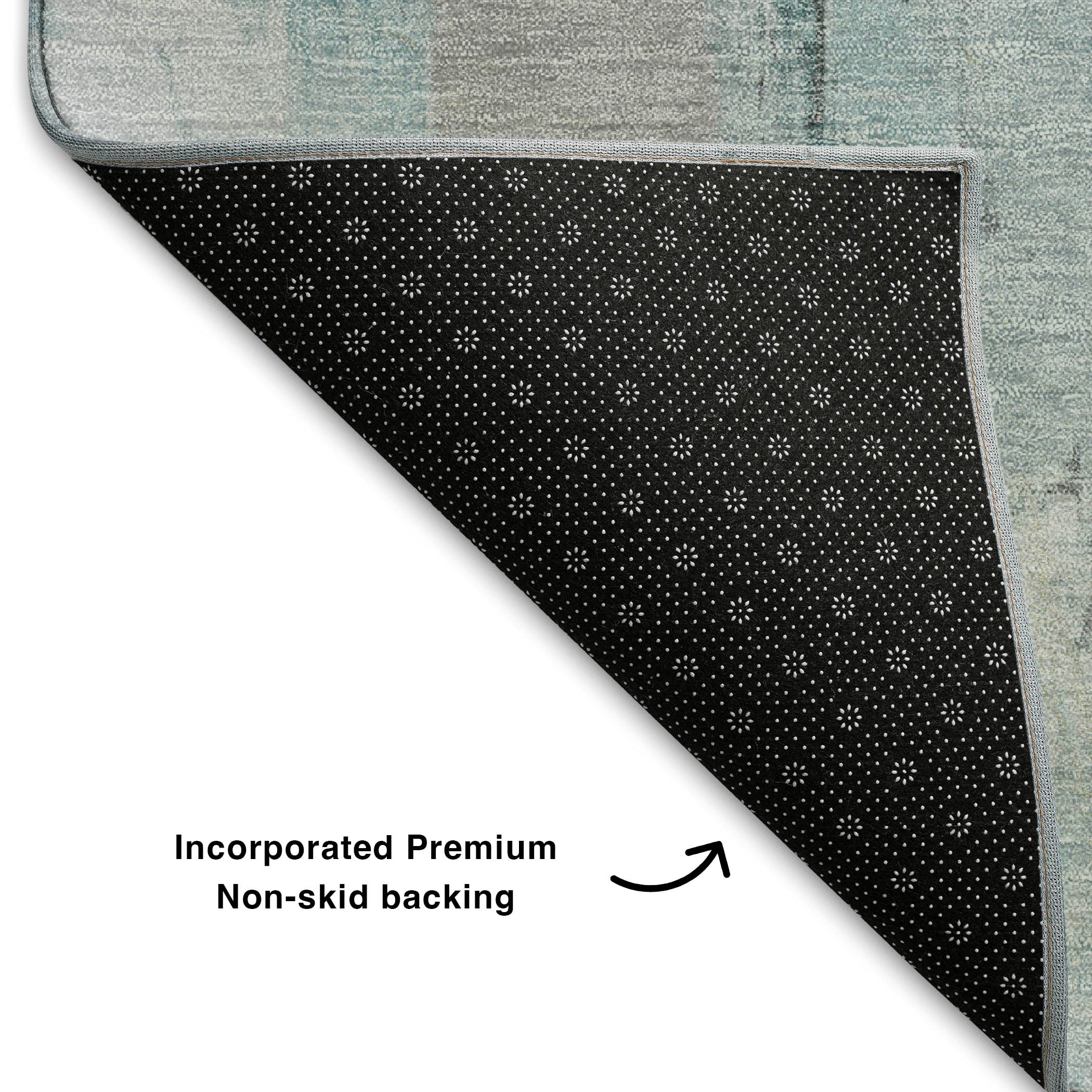 Kathmandu Machine Washable Transitional Teal Rug 1'8" x 2'6" #shape_Rectangle