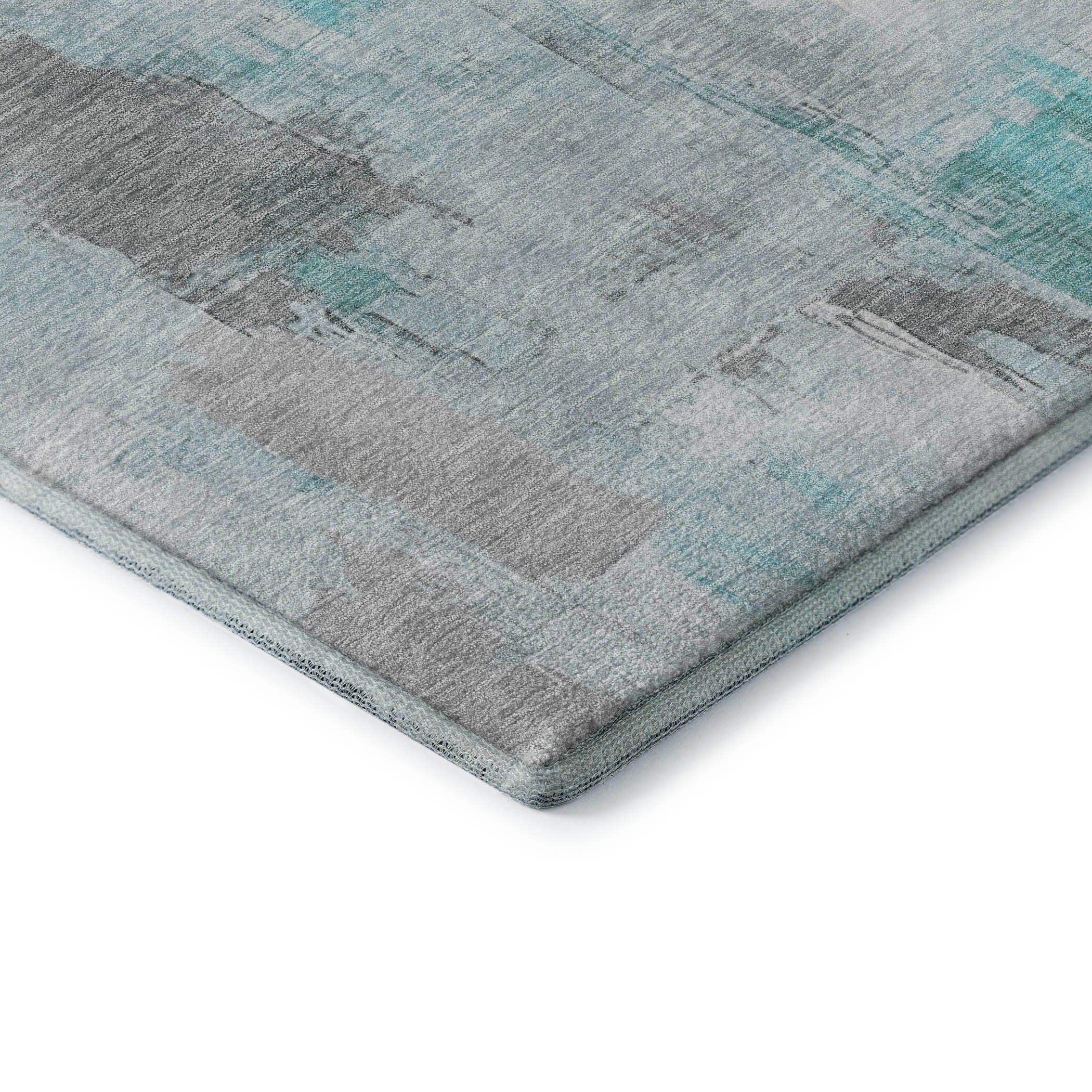 Kathmandu Machine Washable Transitional Teal Rug 1'8" x 2'6" #shape_Rectangle