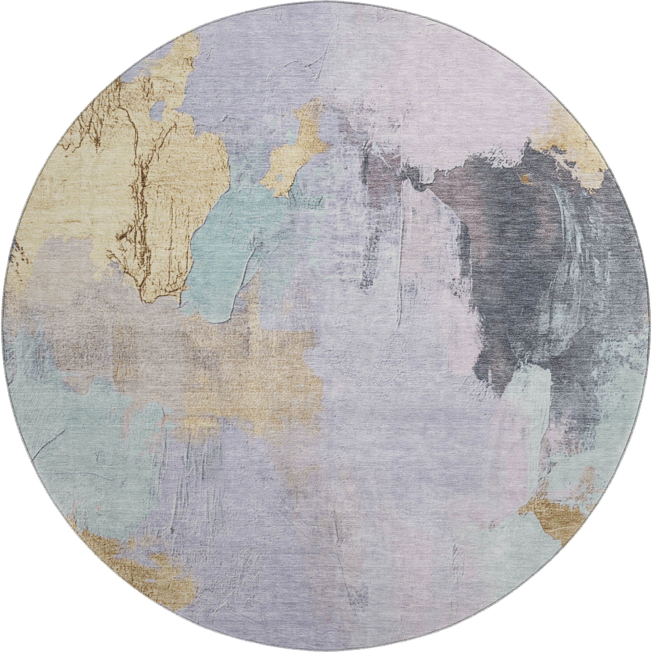 Havana Machine Washable Transitional Lavender Purple Rug 8' x 8' #shape_Round