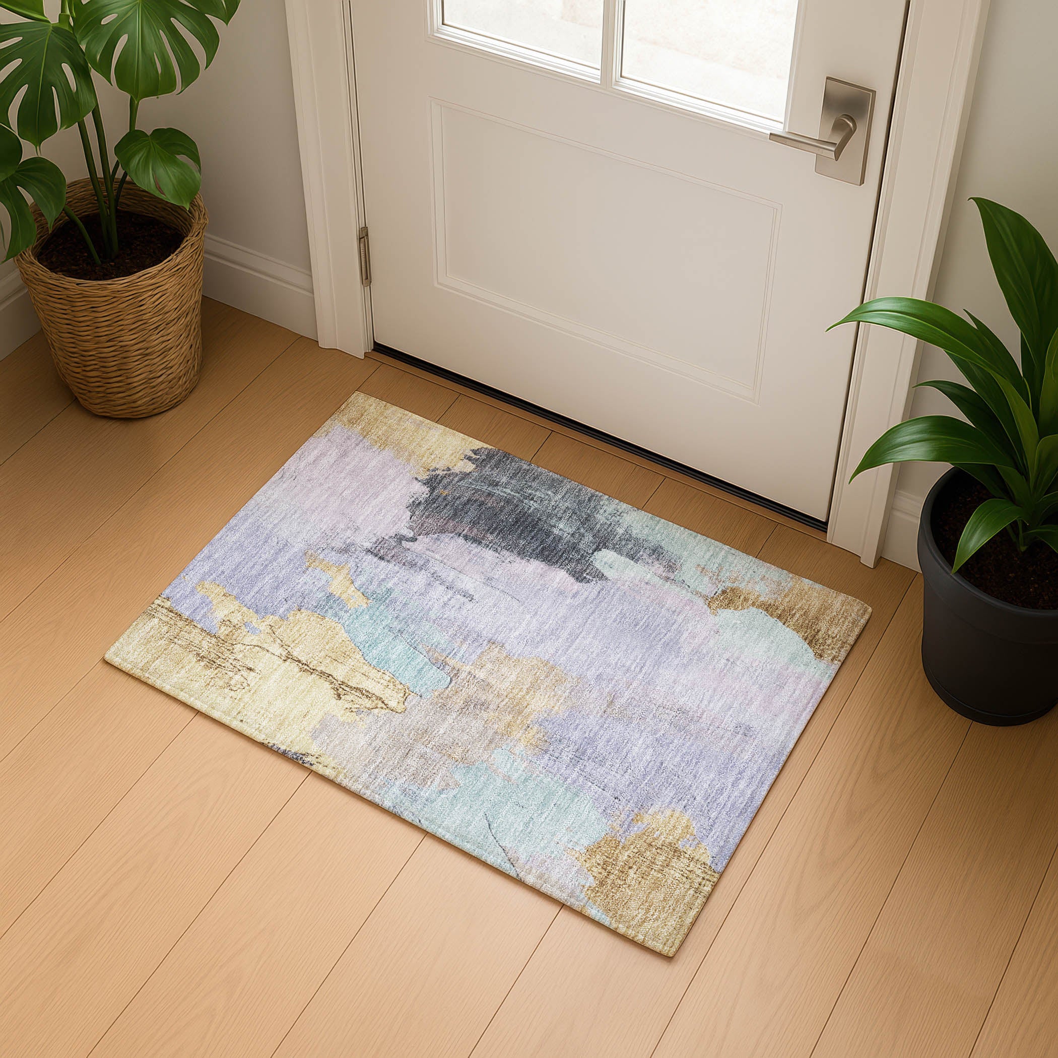 Havana Machine Washable Transitional Lavender Purple Rug 1'8" x 2'6" #shape_Rectangle