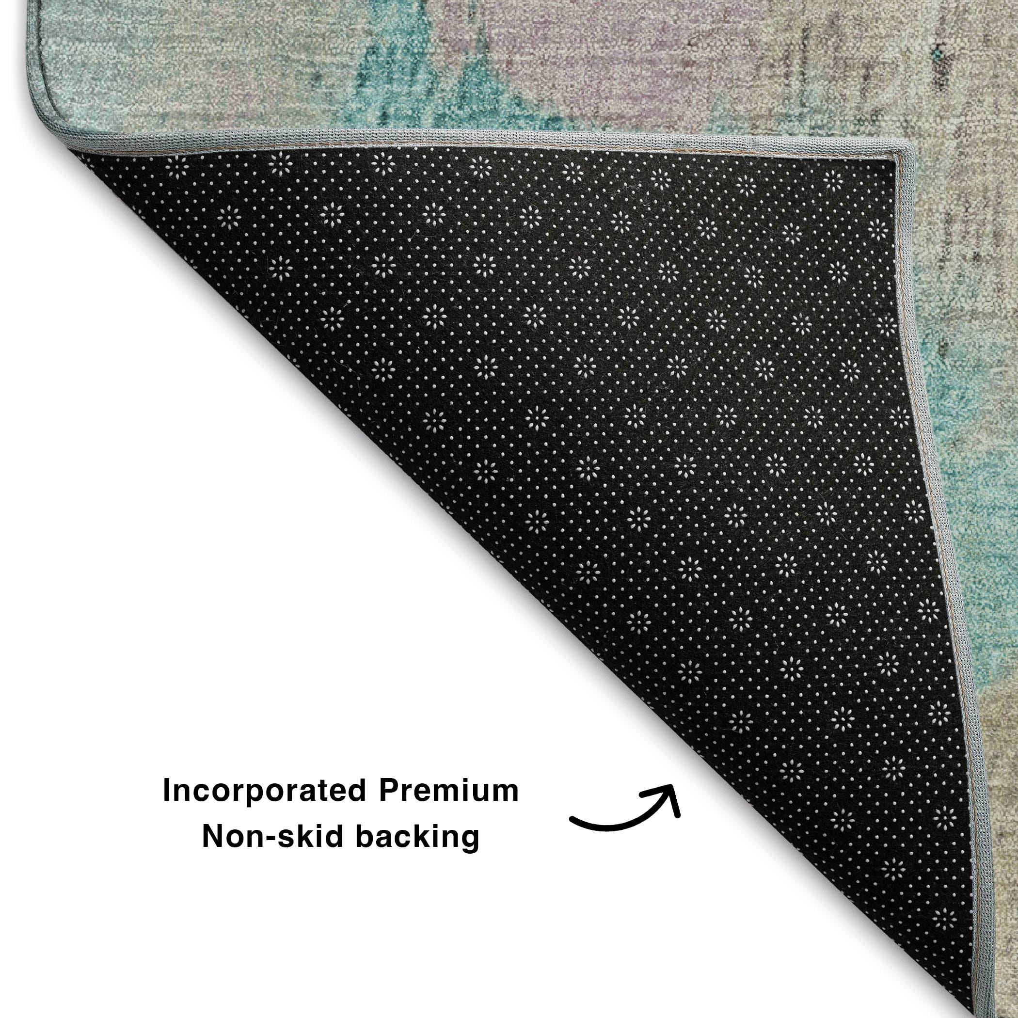 Havana Machine Washable Transitional Teal Rug 1'8" x 2'6" #shape_Rectangle