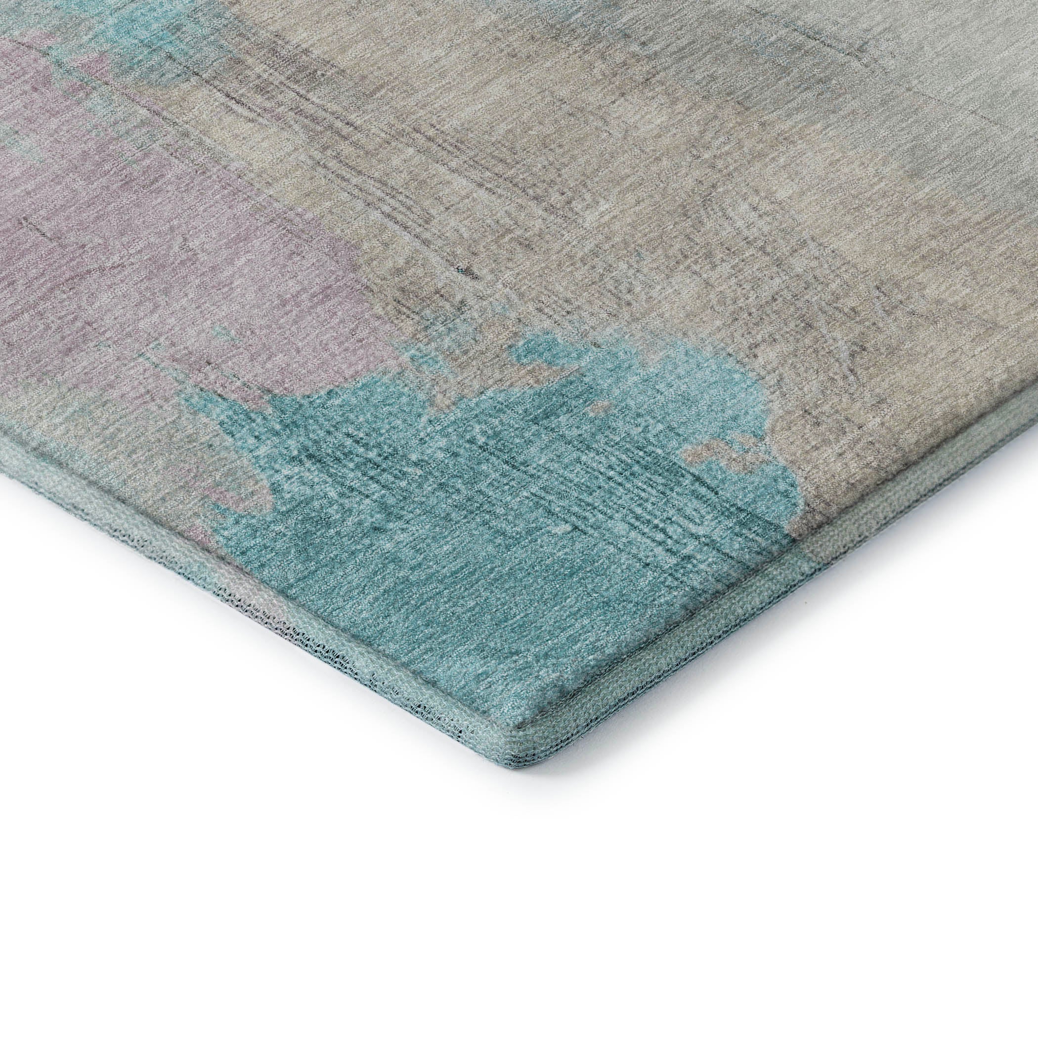Havana Machine Washable Transitional Teal Rug 1'8" x 2'6" #shape_Rectangle