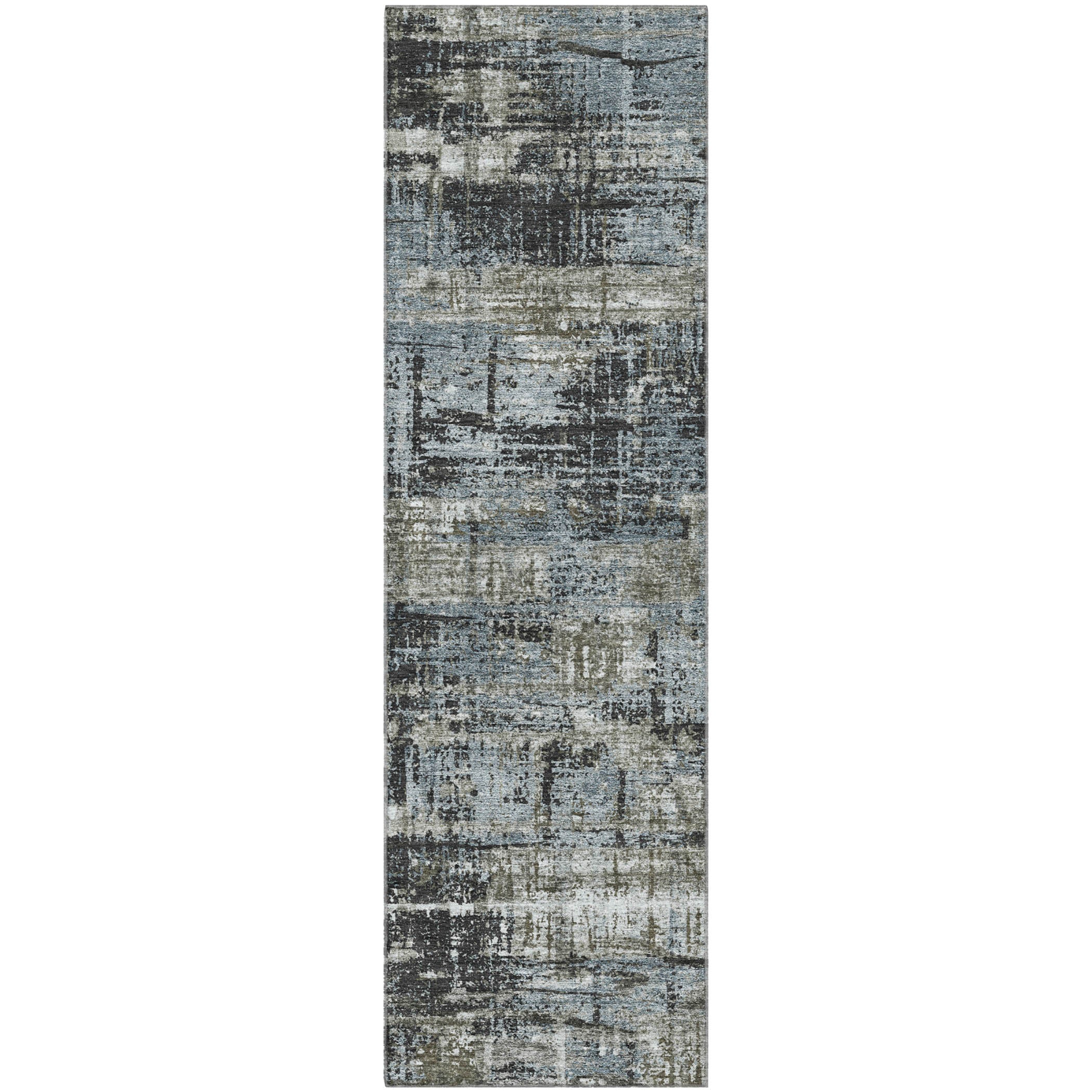 Budapest Machine Washable Transitional Charcoal Gray Rug 2'3" x 7'6" #shape_Runner