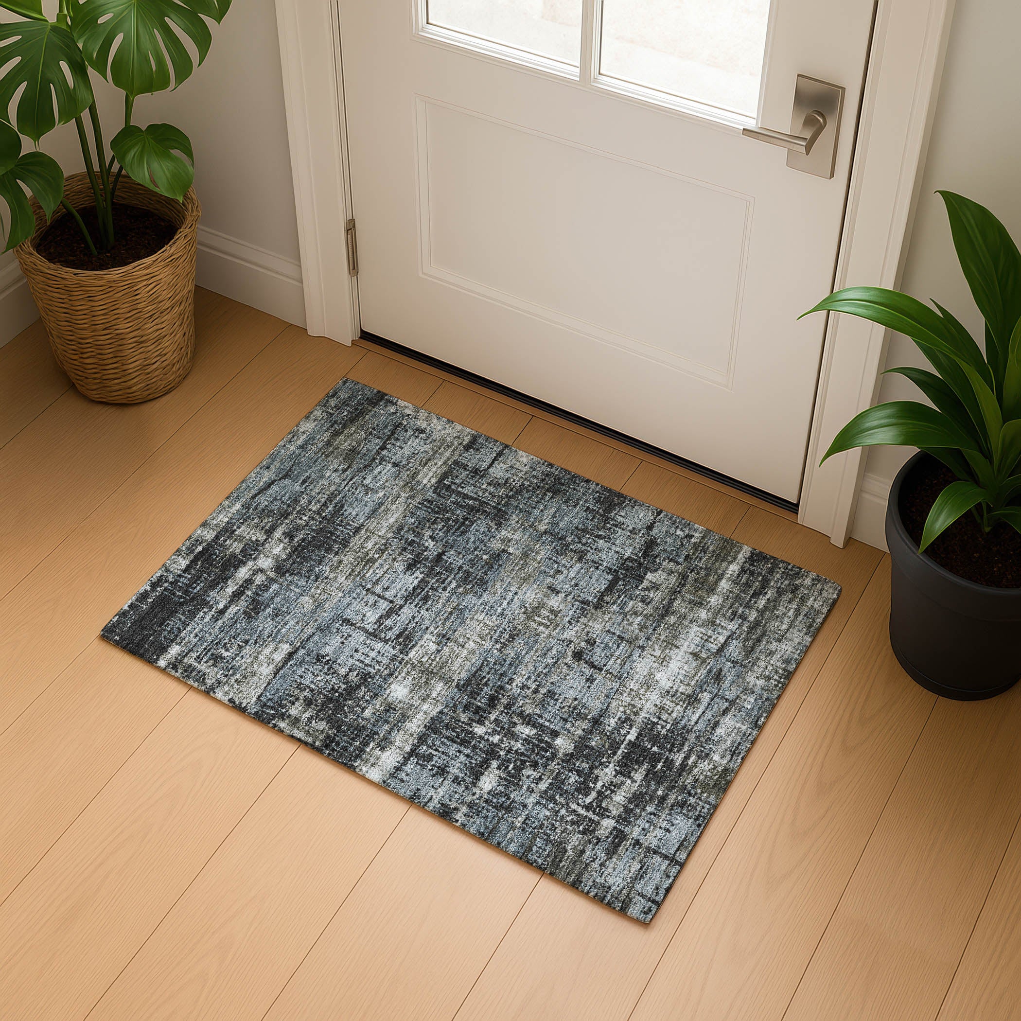 Budapest Machine Washable Transitional Charcoal Gray Rug 1'8" x 2'6" #shape_Rectangle