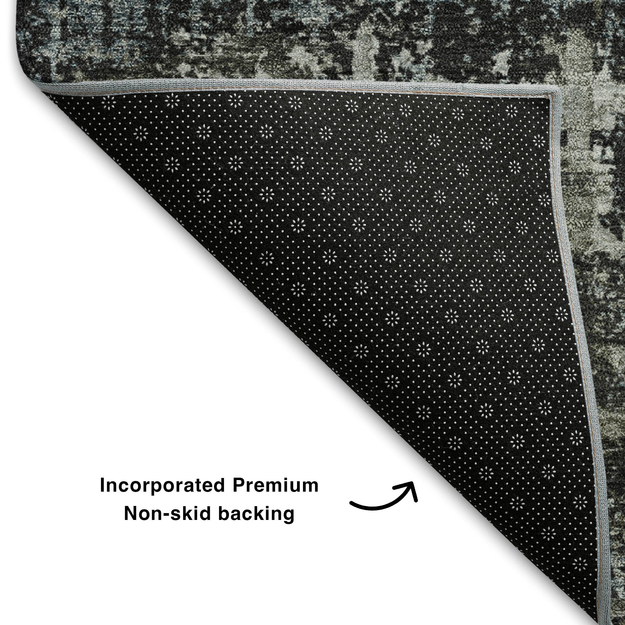 Budapest Machine Washable Transitional Charcoal Gray Rug 1'8" x 2'6" #shape_Rectangle