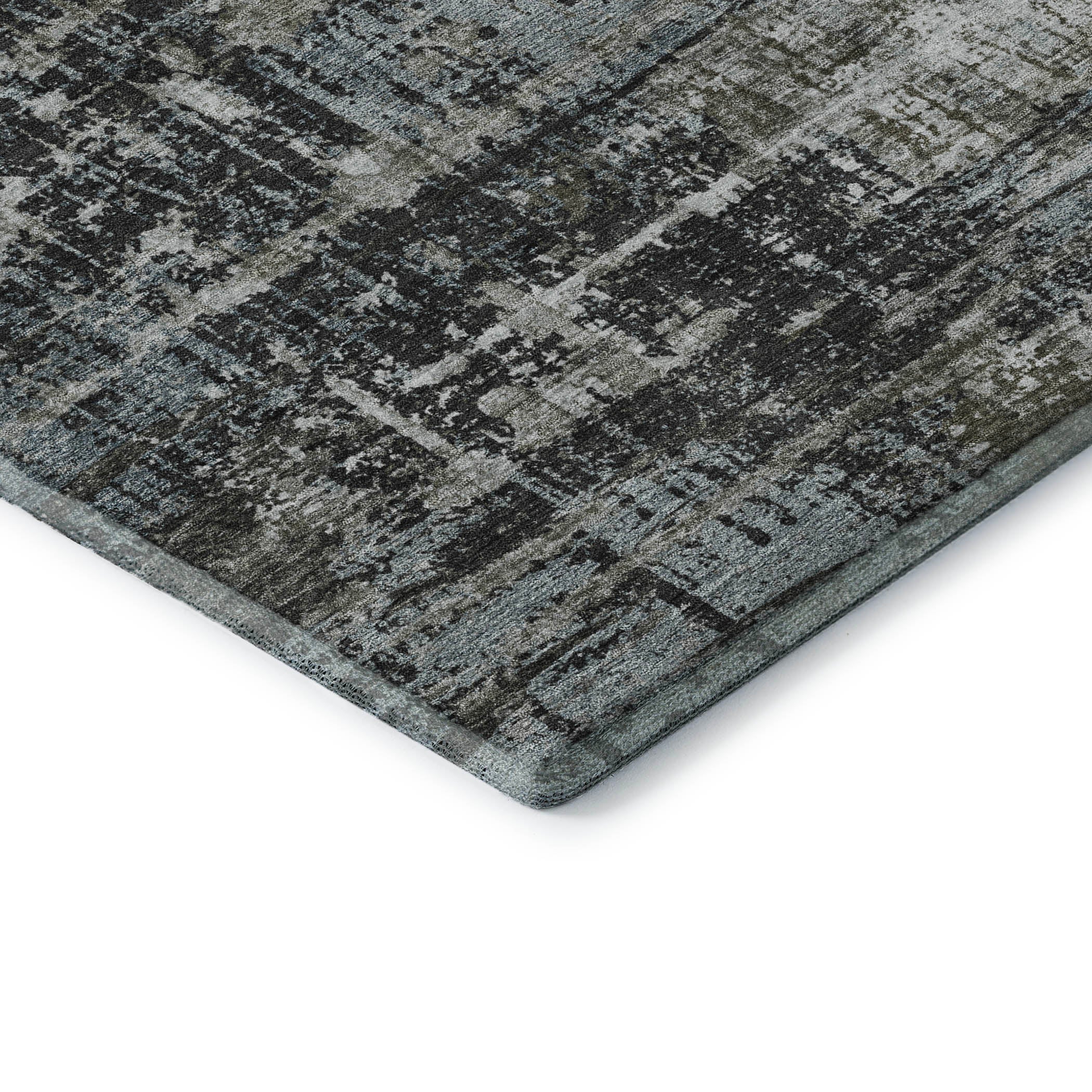 Budapest Machine Washable Transitional Charcoal Gray Rug 1'8" x 2'6" #shape_Rectangle