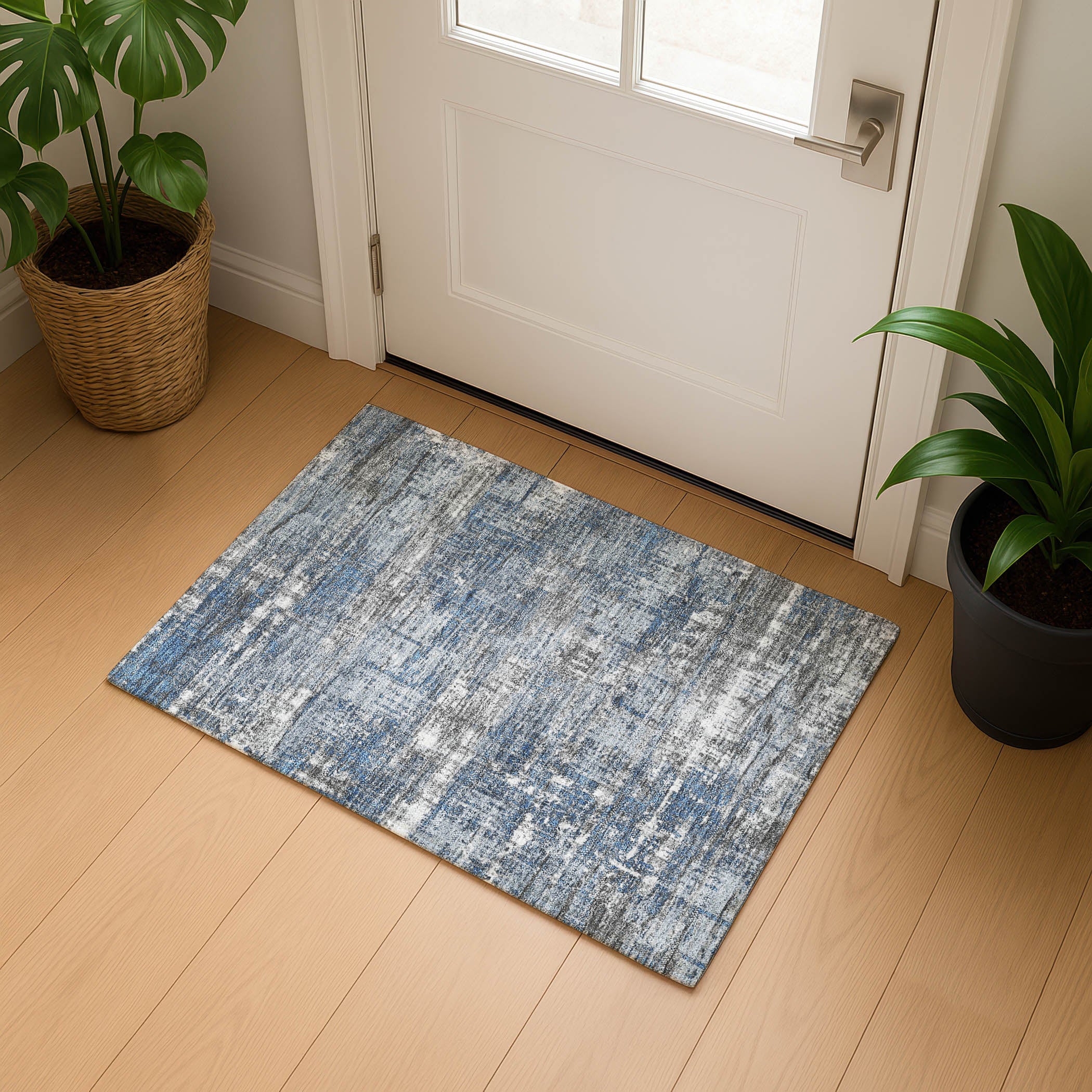 Budapest Machine Washable Transitional Denim Blue Rug 1'8" x 2'6" #shape_Rectangle